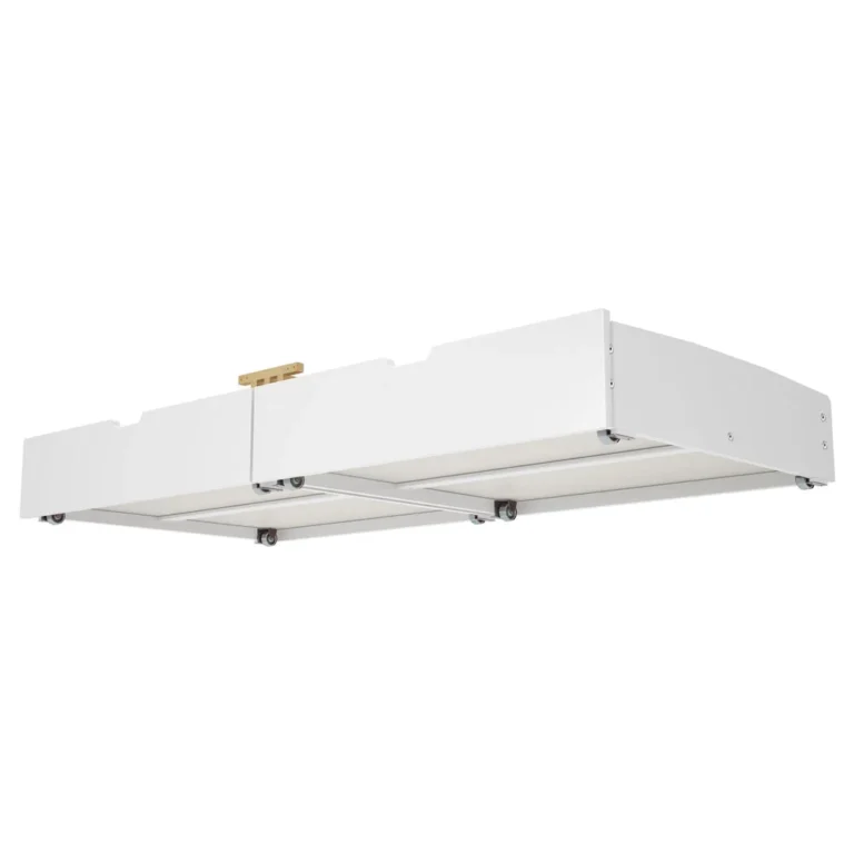 Maxtrix Underbed Storage Drawers in White - underside view showing the swivel casters on the bottom of the drawers.