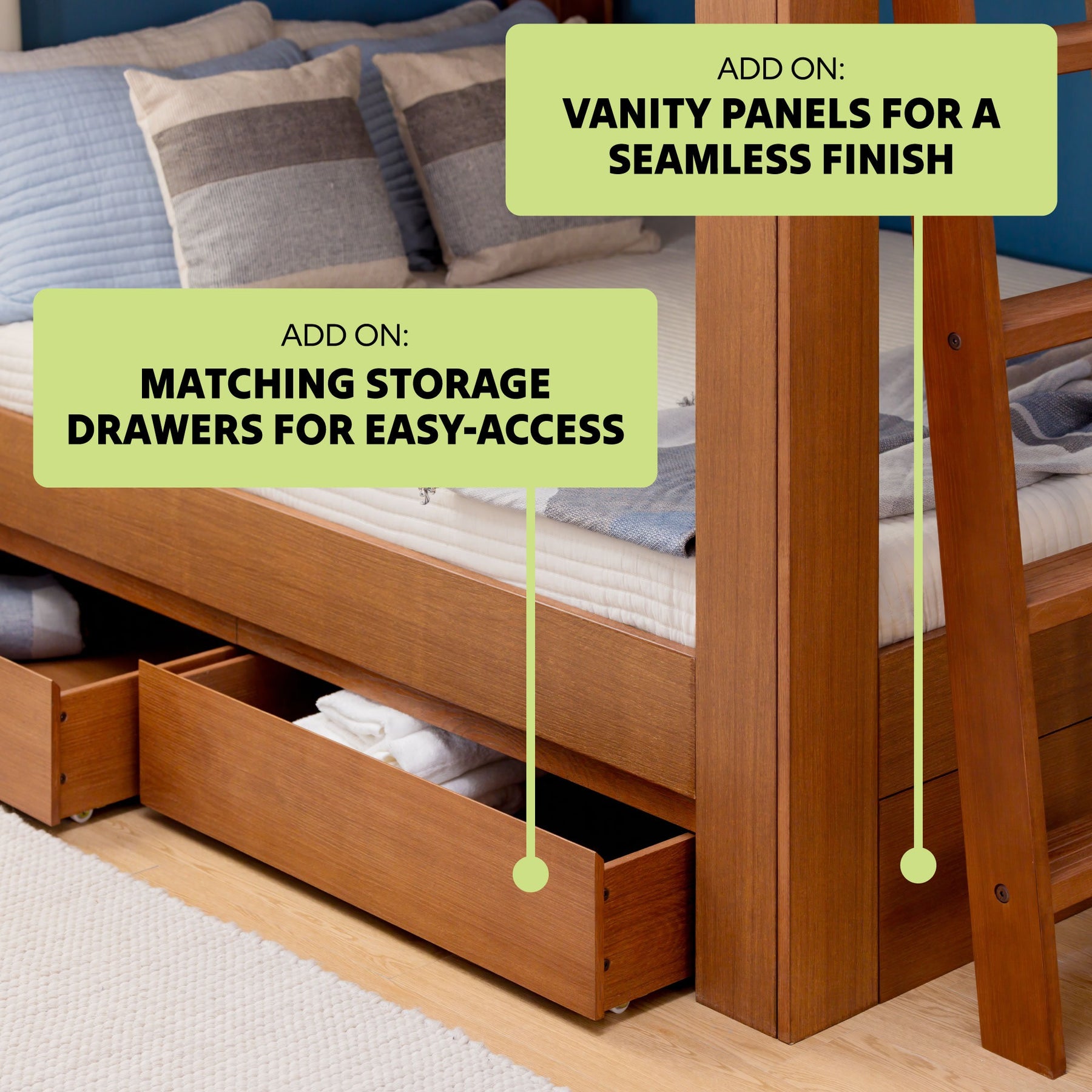 Olympic King Over King Bunk Bed – Embossed Pecan 8 Olympic King Over King Bunk Bed in Embossed Pecan