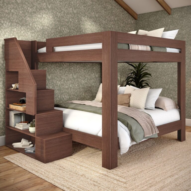 Olympic King Over King Bunk Bed with Stairs – Embossed Brown 10 Olympic King Over King Bunk Bed with Stairs in Embossed Brown