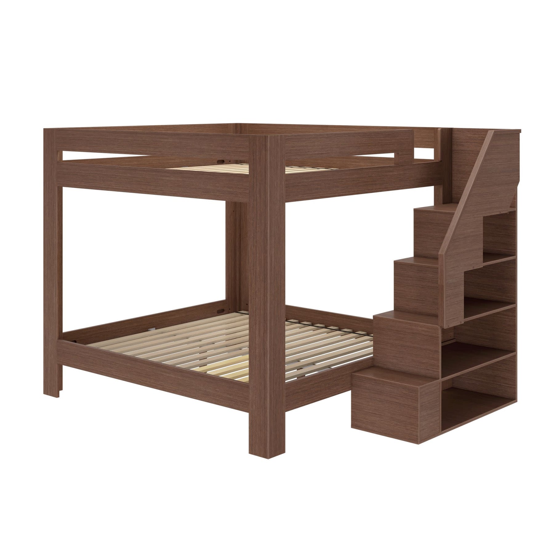 Olympic King Over King Bunk Bed with Stairs in Embossed Brown