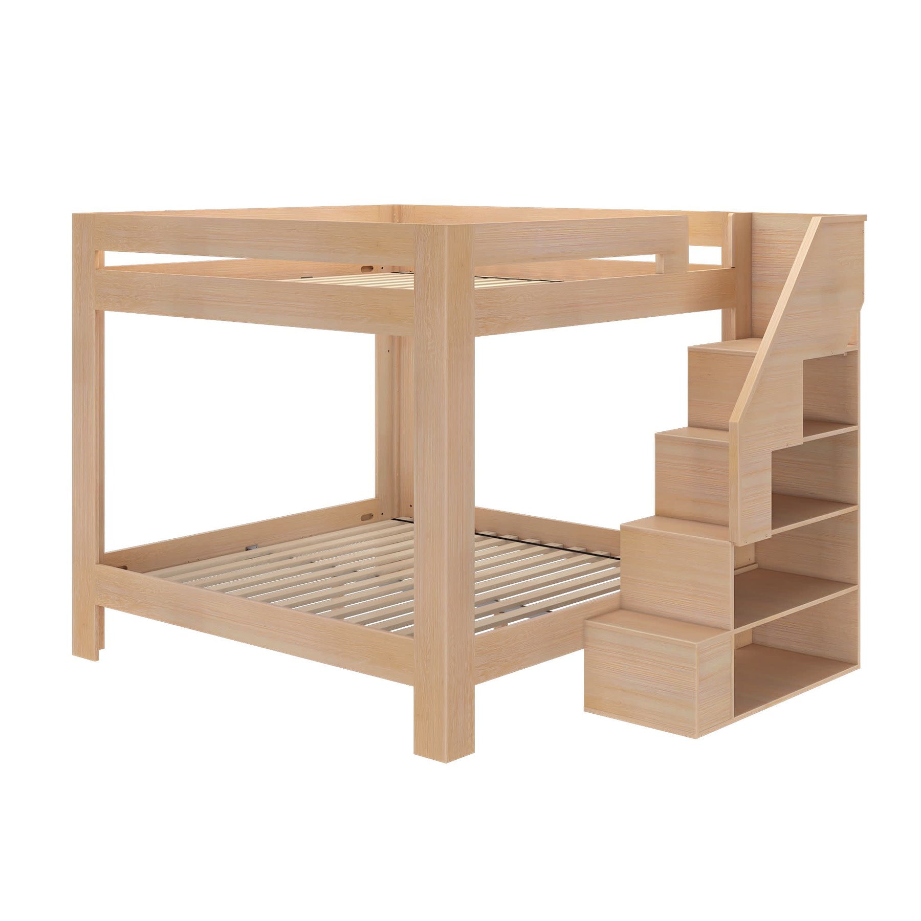 Olympic King Over King Bunk Bed with Stairs in Embossed Natural