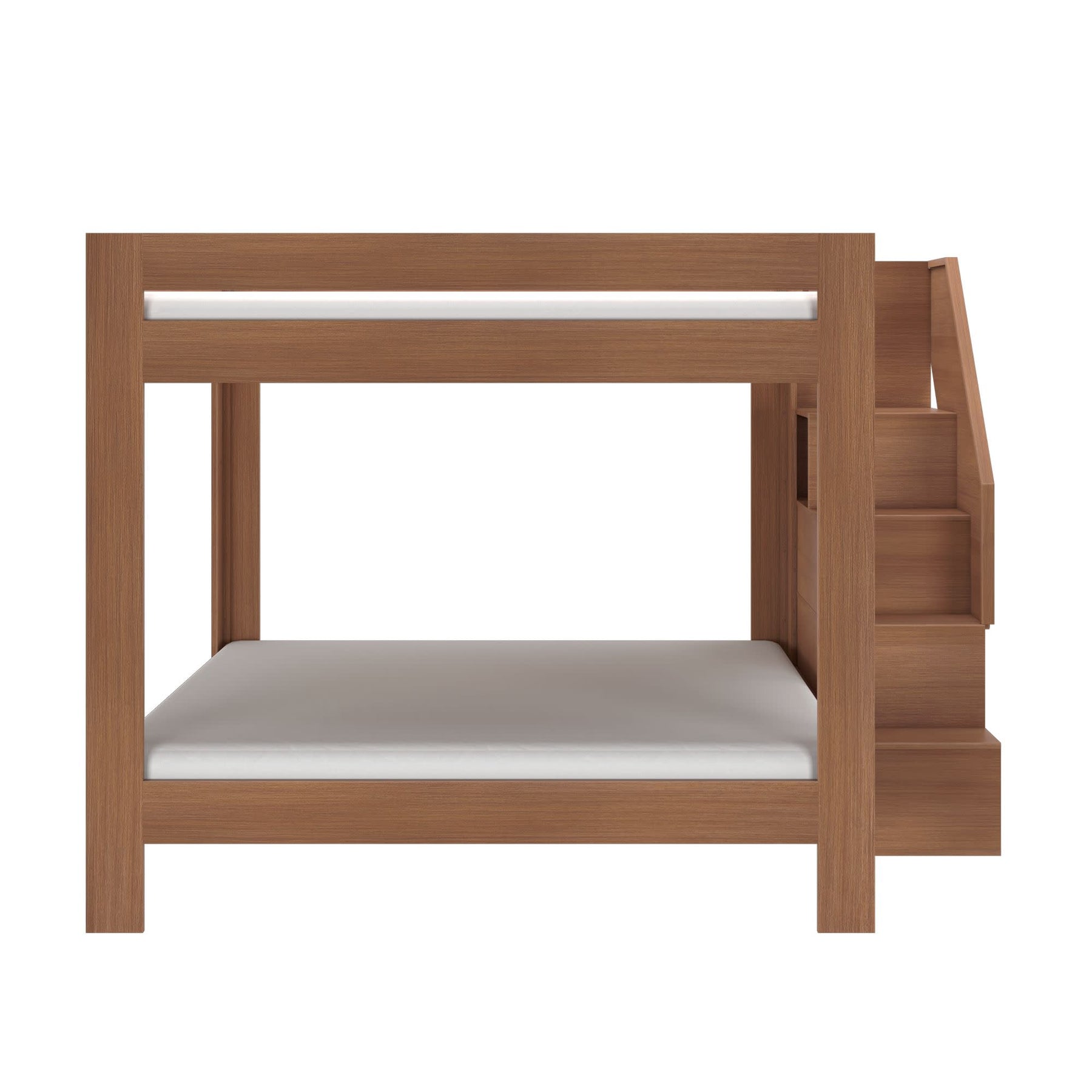 Olympic King Over King Bunk Bed with Stairs in Embossed Pecan