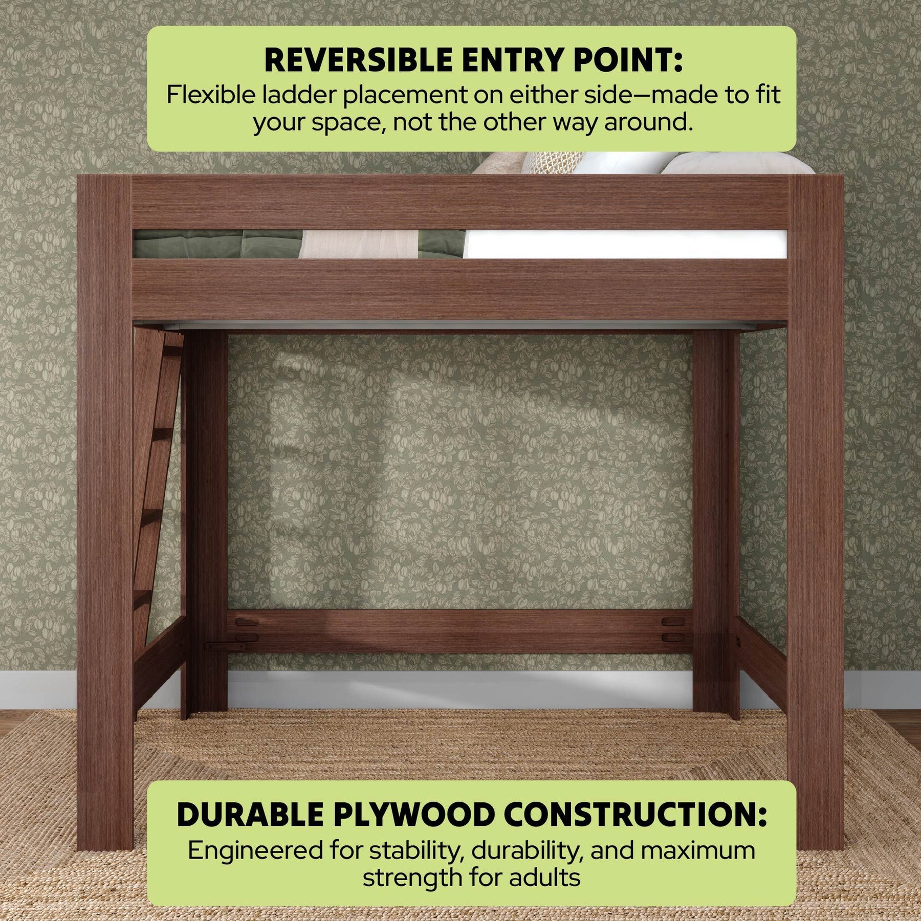Olympic Queen Loft Bed in Embossed Brown