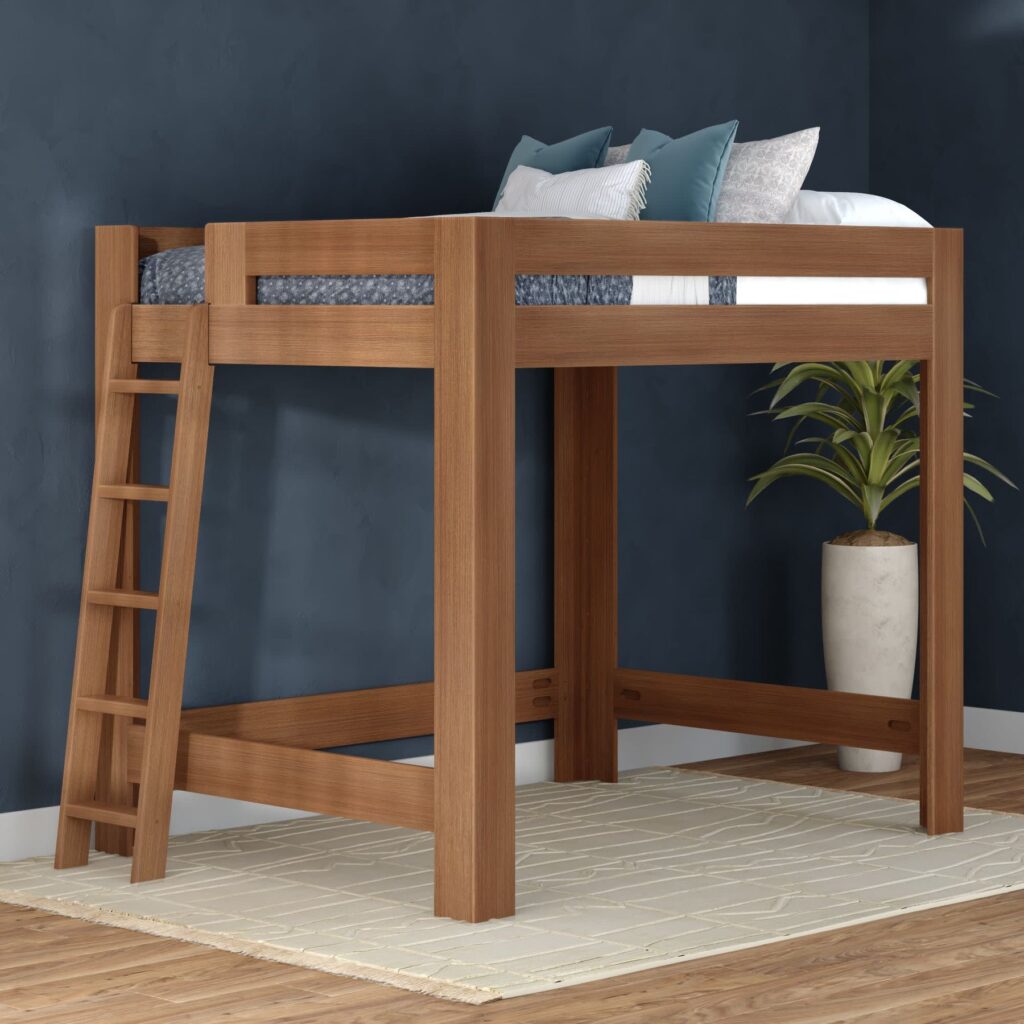 Olympic Queen Loft Bed in Embossed Pecan