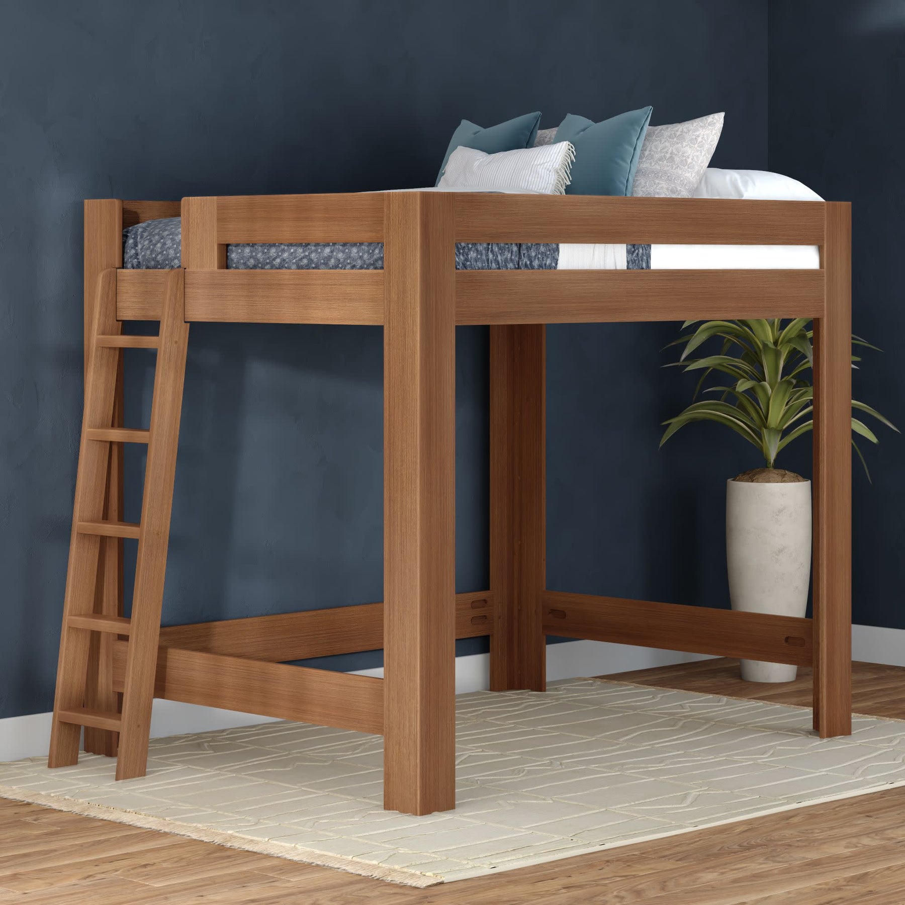 Olympic Queen Loft Bed in Embossed Pecan