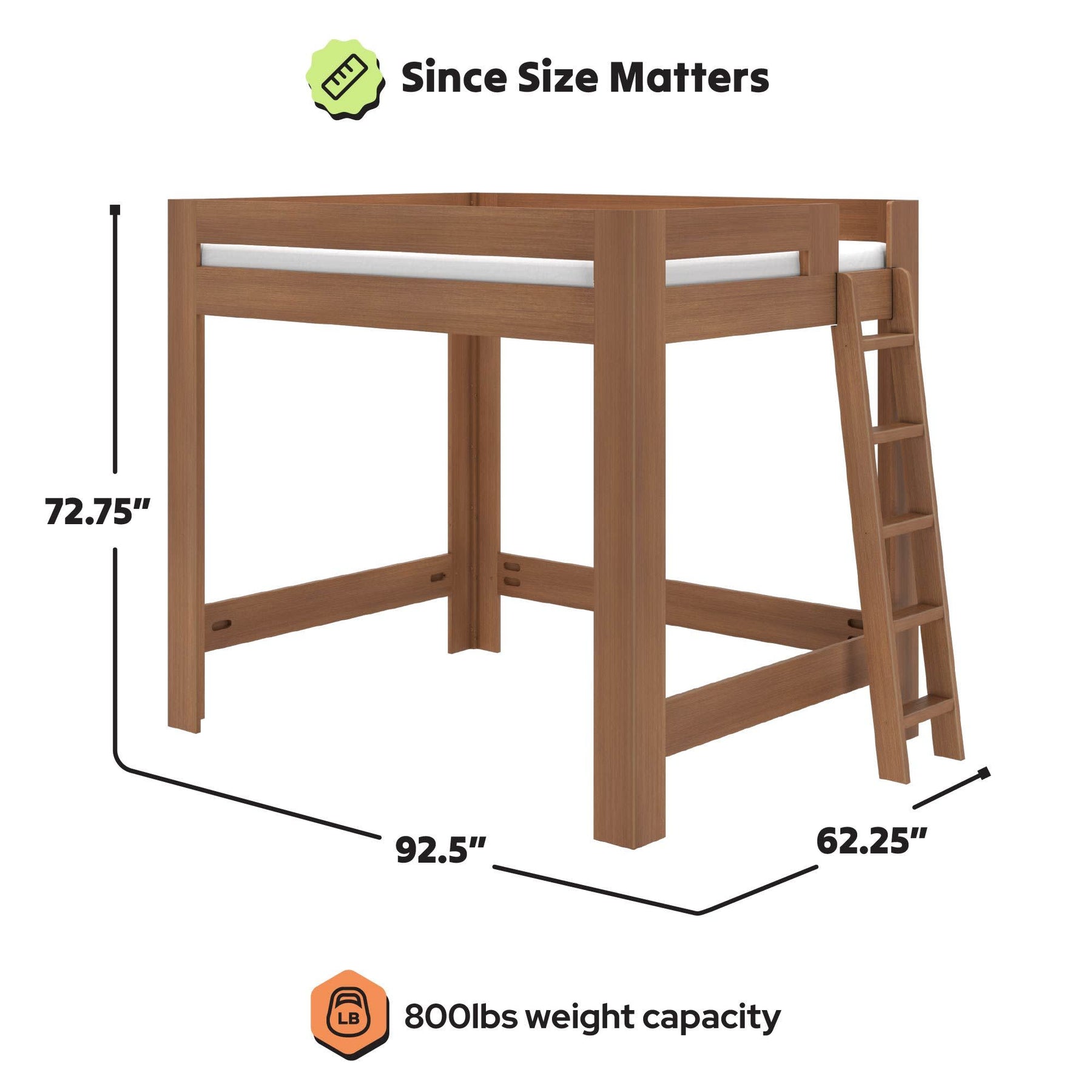 Olympic Queen Loft Bed in Embossed Pecan
