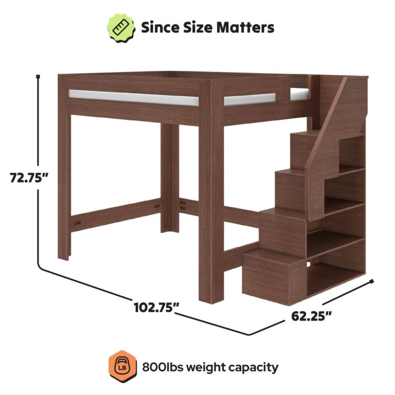 Olympic Queen Loft Bed with Stairs – Embossed Brown 15 Olympic Queen Loft Bed with Stairs in Embossed Brown