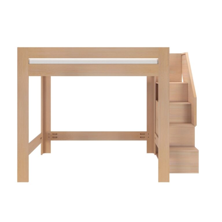 Olympic Queen Loft Bed with Stairs – Embossed Natural 20 Olympic Queen Loft Bed with Stairs in Embossed Natural