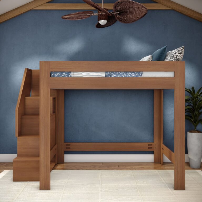Olympic Queen Loft Bed with Stairs – Embossed Pecan 6 Olympic Queen Loft Bed with Stairs in Embossed Pecan