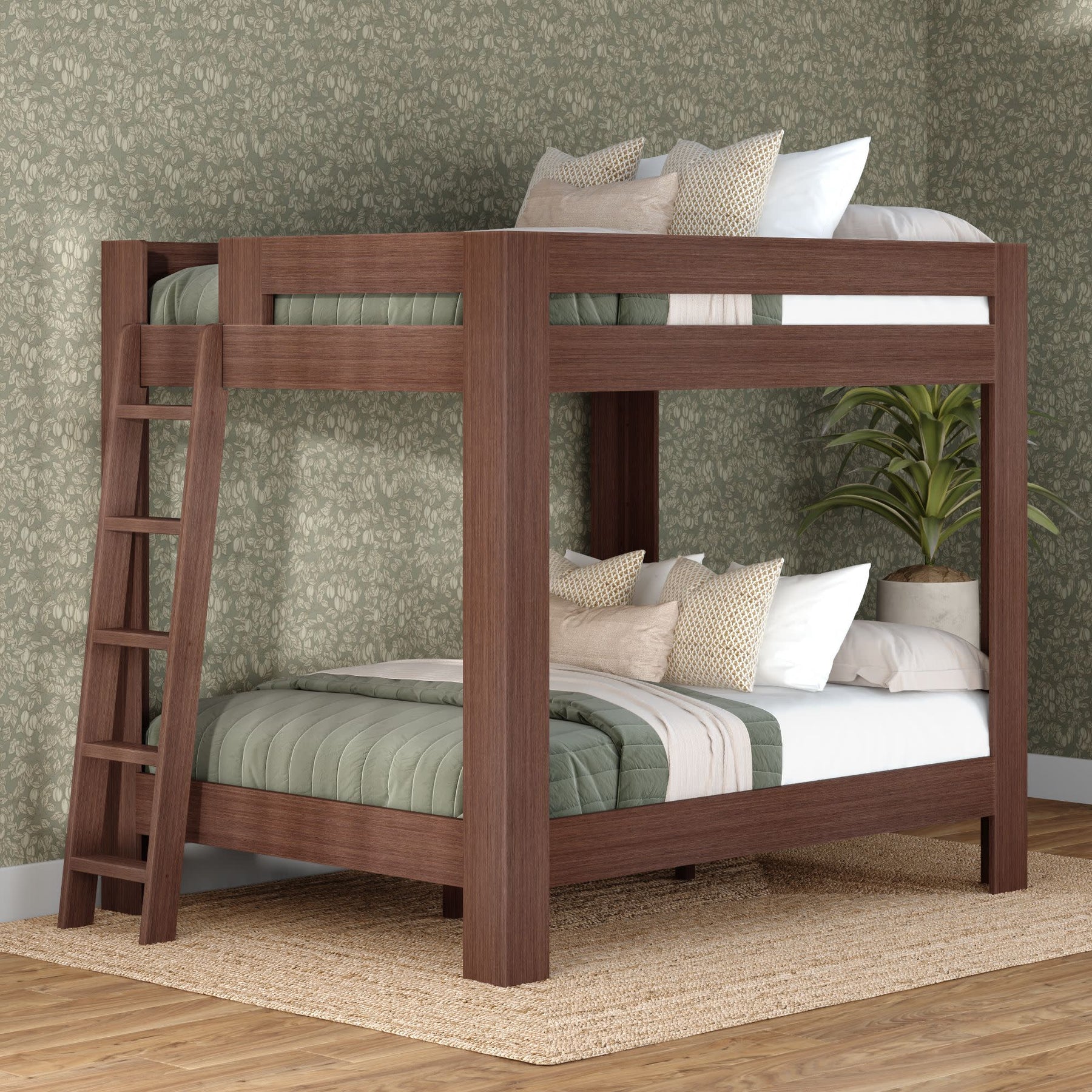 Olympic Queen Over Queen Bunk Bed in Embossed Brown