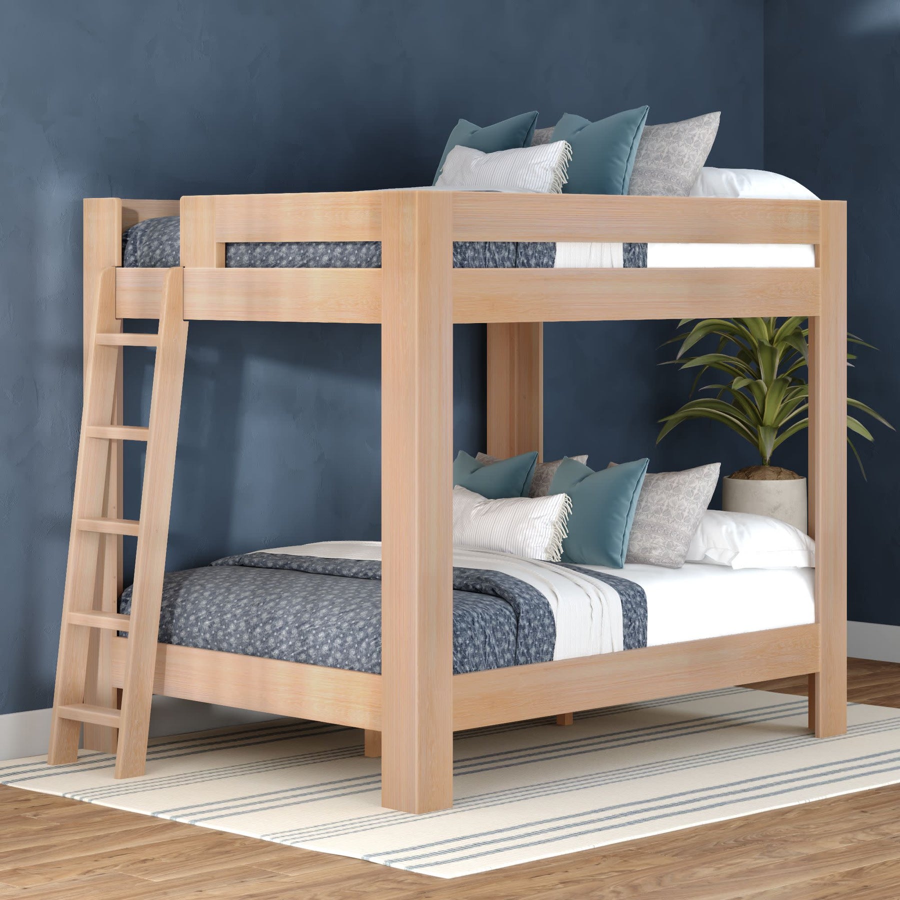 Olympic Queen Over Queen Bunk Bed in Embossed Natural