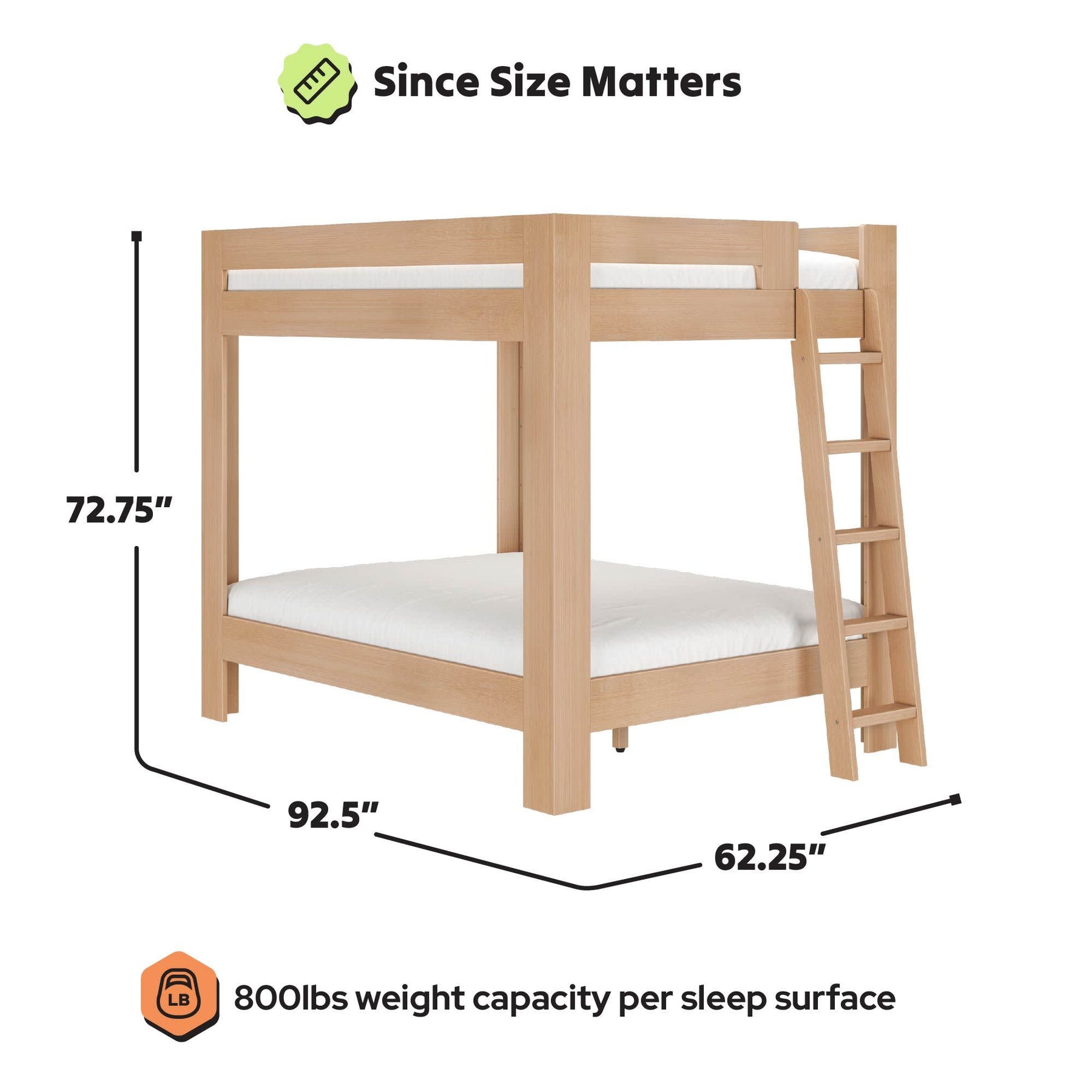 Olympic Queen Over Queen Bunk Bed in Embossed Natural