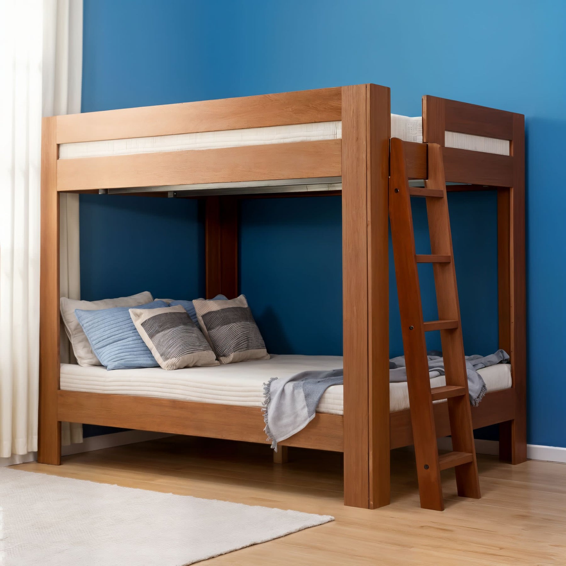 Olympic Queen Over Queen Bunk Bed in Embossed Pecan