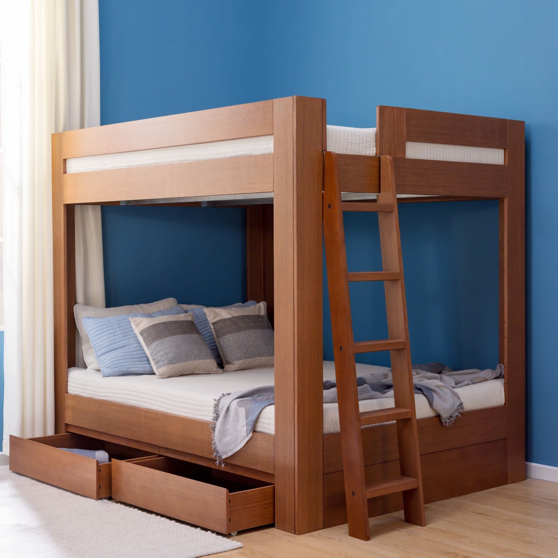 Olympic Queen Over Queen Bunk Bed in Embossed Pecan
