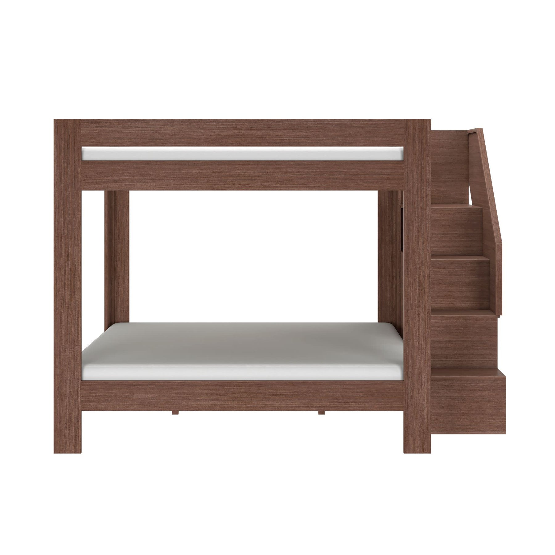 Olympic Queen Over Queen Bunk Bed with Stairs in Embossed Brown