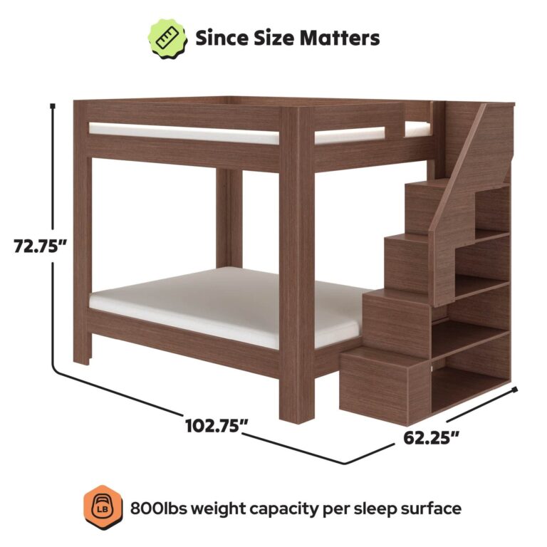 Olympic Queen Over Queen Bunk Bed with Stairs – Embossed Brown 17 Olympic Queen Over Queen Bunk Bed with Stairs in Embossed Brown