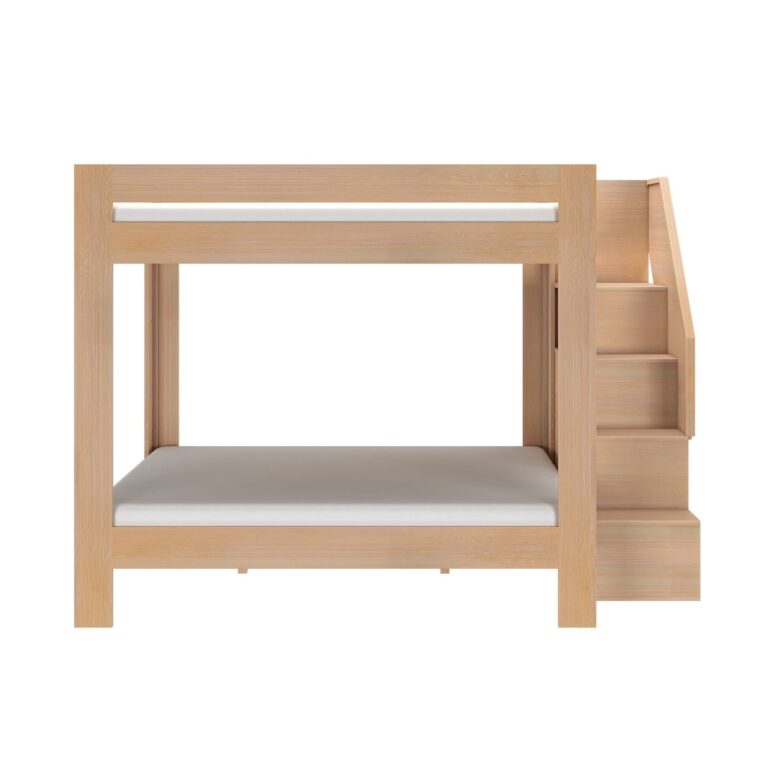 Olympic Queen Over Queen Bunk Bed with Stairs – Embossed Natural 22 Olympic Queen Over Queen Bunk Bed with Stairs in Embossed Natural