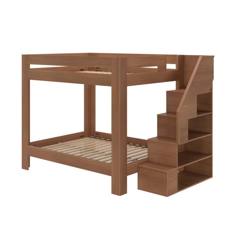 Olympic Queen Over Queen Bunk Bed with Stairs – Embossed Pecan 3 Olympic Queen Over Queen Bunk Bed with Stairs in Embossed Pecan