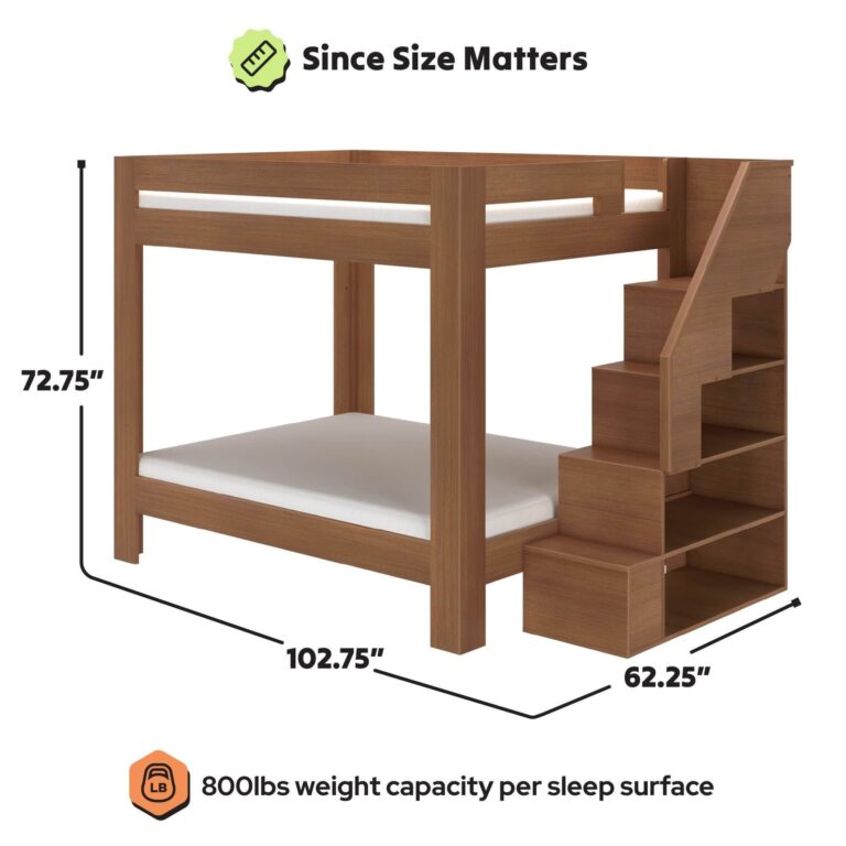 Olympic Queen Over Queen Bunk Bed with Stairs – Embossed Pecan 8 Olympic Queen Over Queen Bunk Bed with Stairs in Embossed Pecan