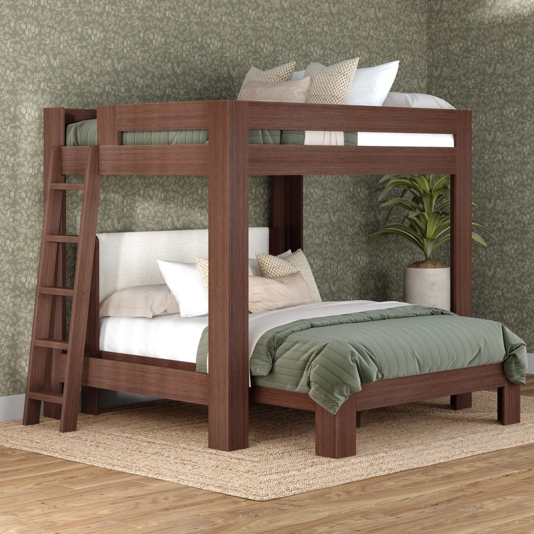 Olympic Queen Over Queen L-Shaped Bunk Bed – Embossed Brown 11 Olympic Queen Over Queen L-Shaped Bunk Bed in Embossed Brown