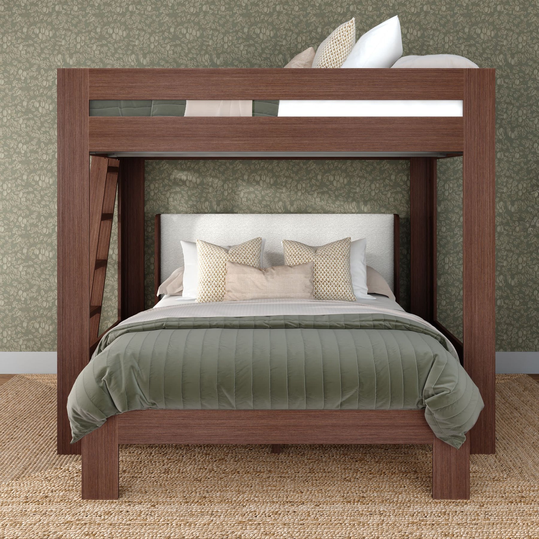 Olympic Queen Over Queen L-Shaped Bunk Bed – Embossed Brown 12 Olympic Queen Over Queen L-Shaped Bunk Bed in Embossed Brown