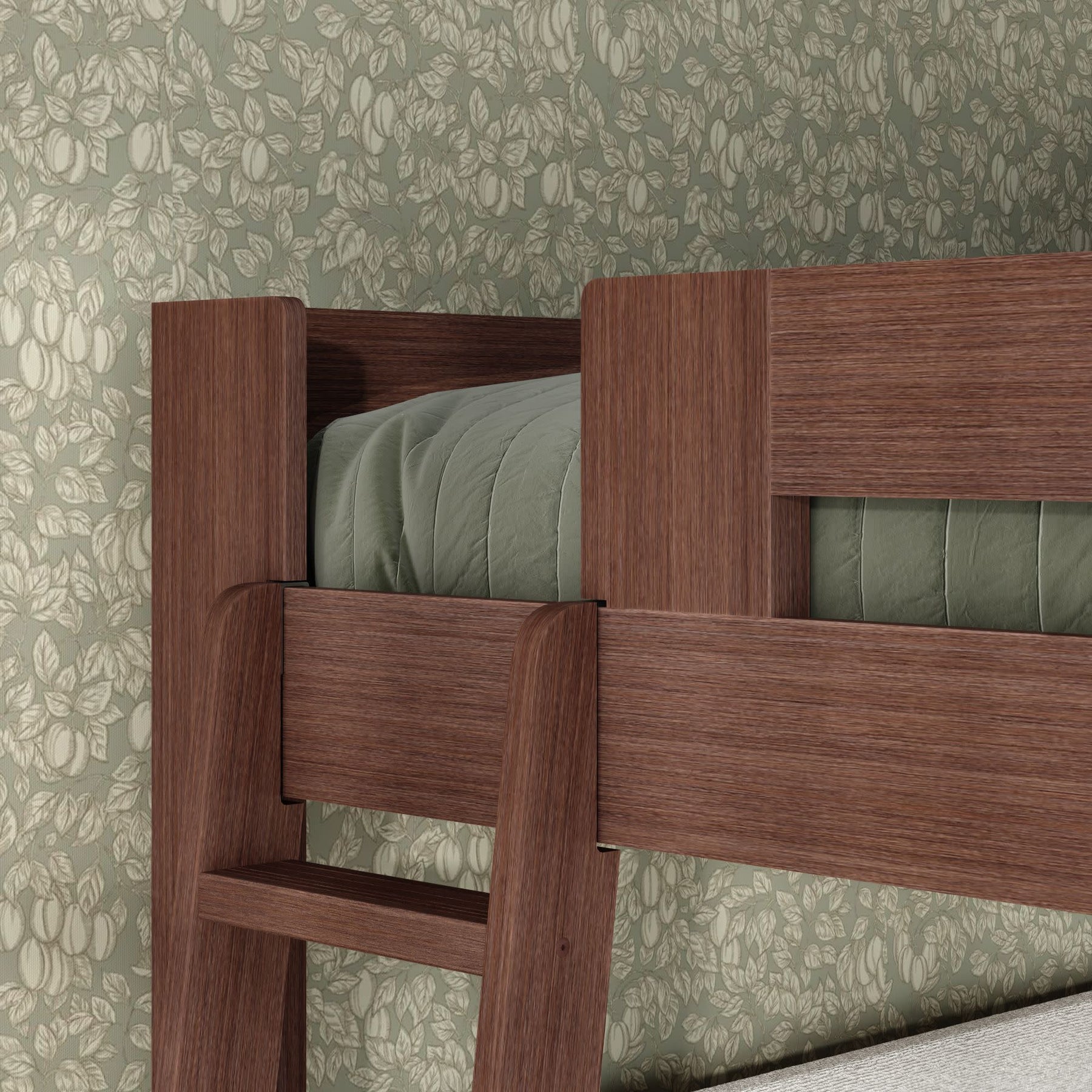 Olympic Queen Over Queen L-Shaped Bunk Bed – Embossed Brown 16 Olympic Queen Over Queen L-Shaped Bunk Bed in Embossed Brown