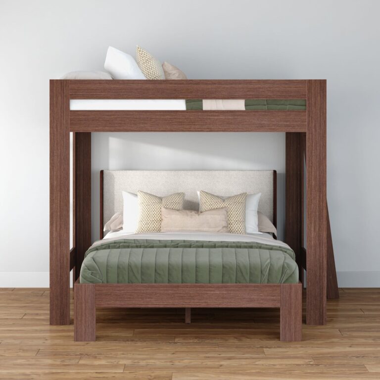 Olympic Queen Over Queen L-Shaped Bunk Bed – Embossed Brown 18 Olympic Queen Over Queen L-Shaped Bunk Bed in Embossed Brown
