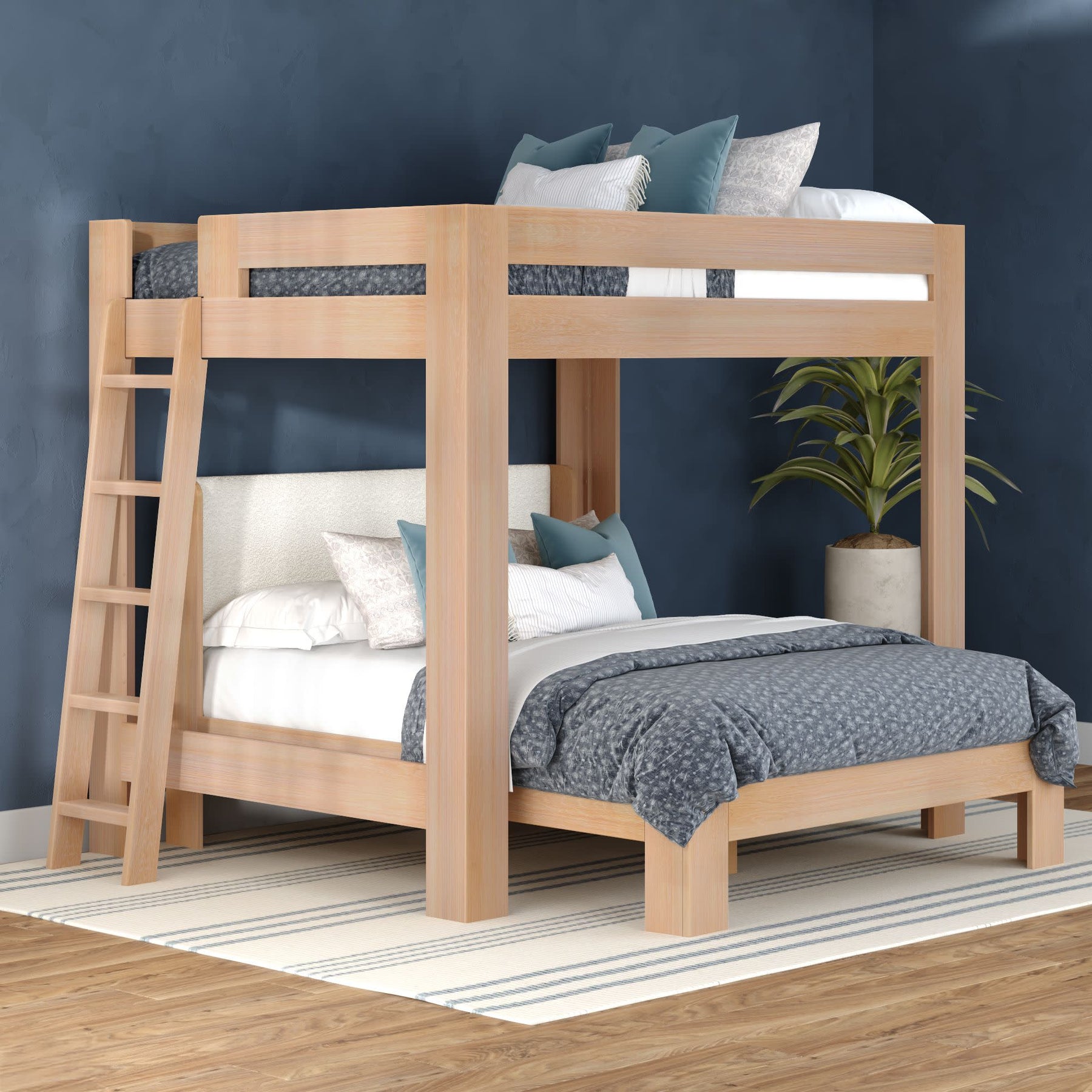 Olympic Queen Over Queen L-Shaped Bunk Bed – Embossed Natural 21 Olympic Queen Over Queen L-Shaped Bunk Bed in Embossed Natural