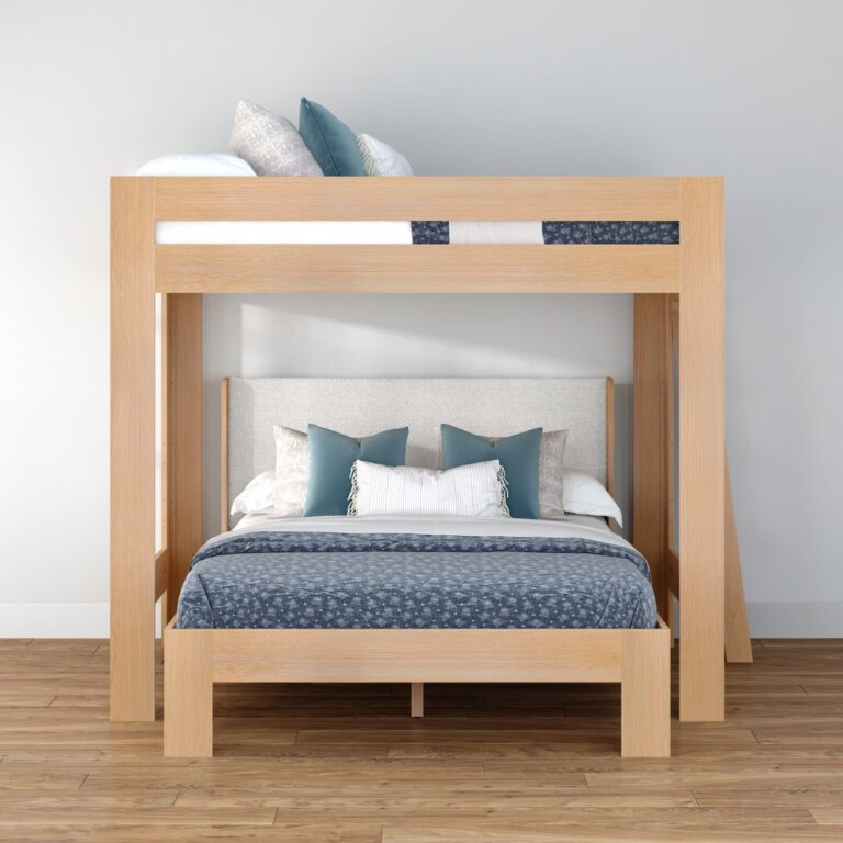 Olympic Queen Over Queen L-Shaped Bunk Bed – Embossed Natural 28 Olympic Queen Over Queen L-Shaped Bunk Bed in Embossed Natural