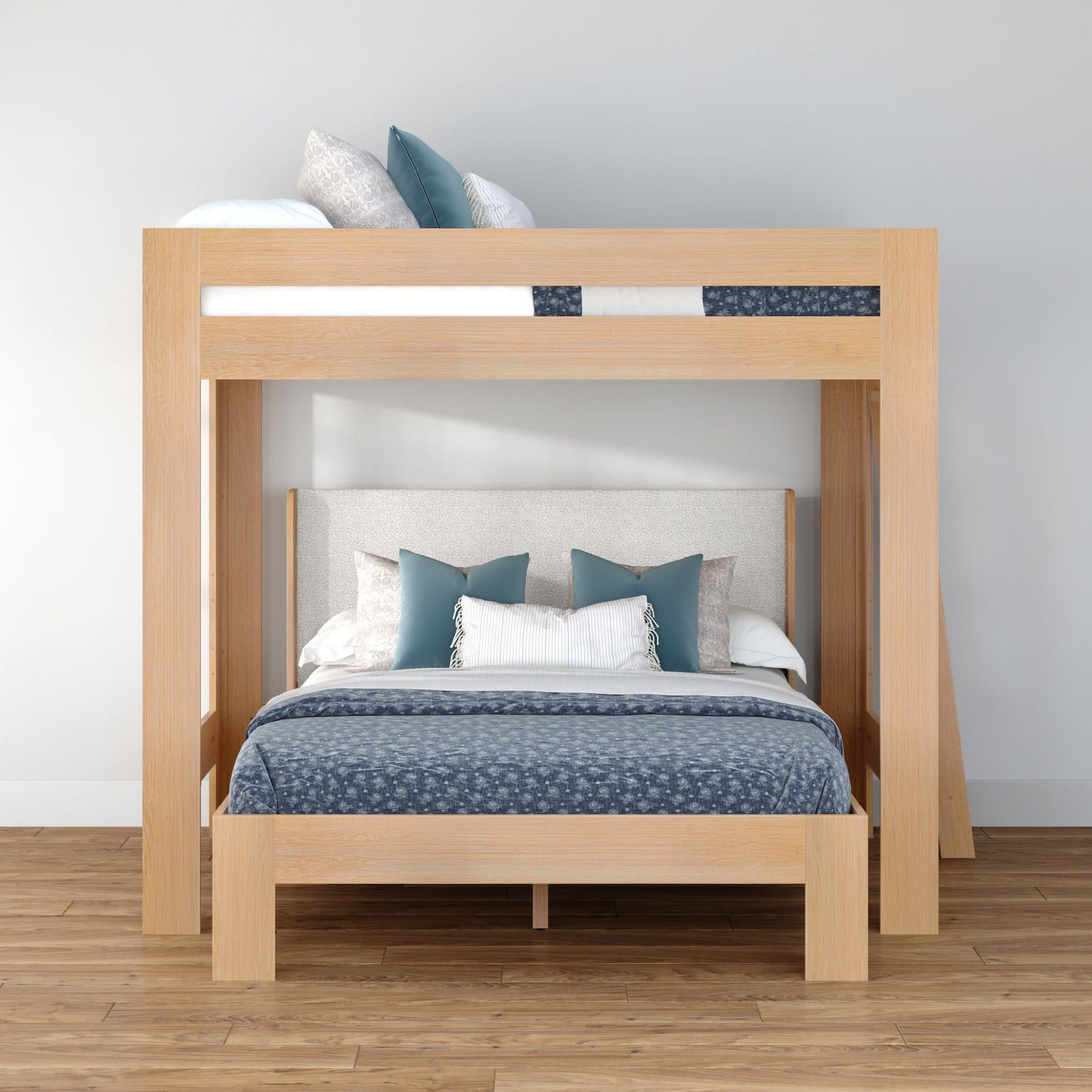 Olympic Queen Over Queen L-Shaped Bunk Bed – Embossed Natural 28 Olympic Queen Over Queen L-Shaped Bunk Bed in Embossed Natural