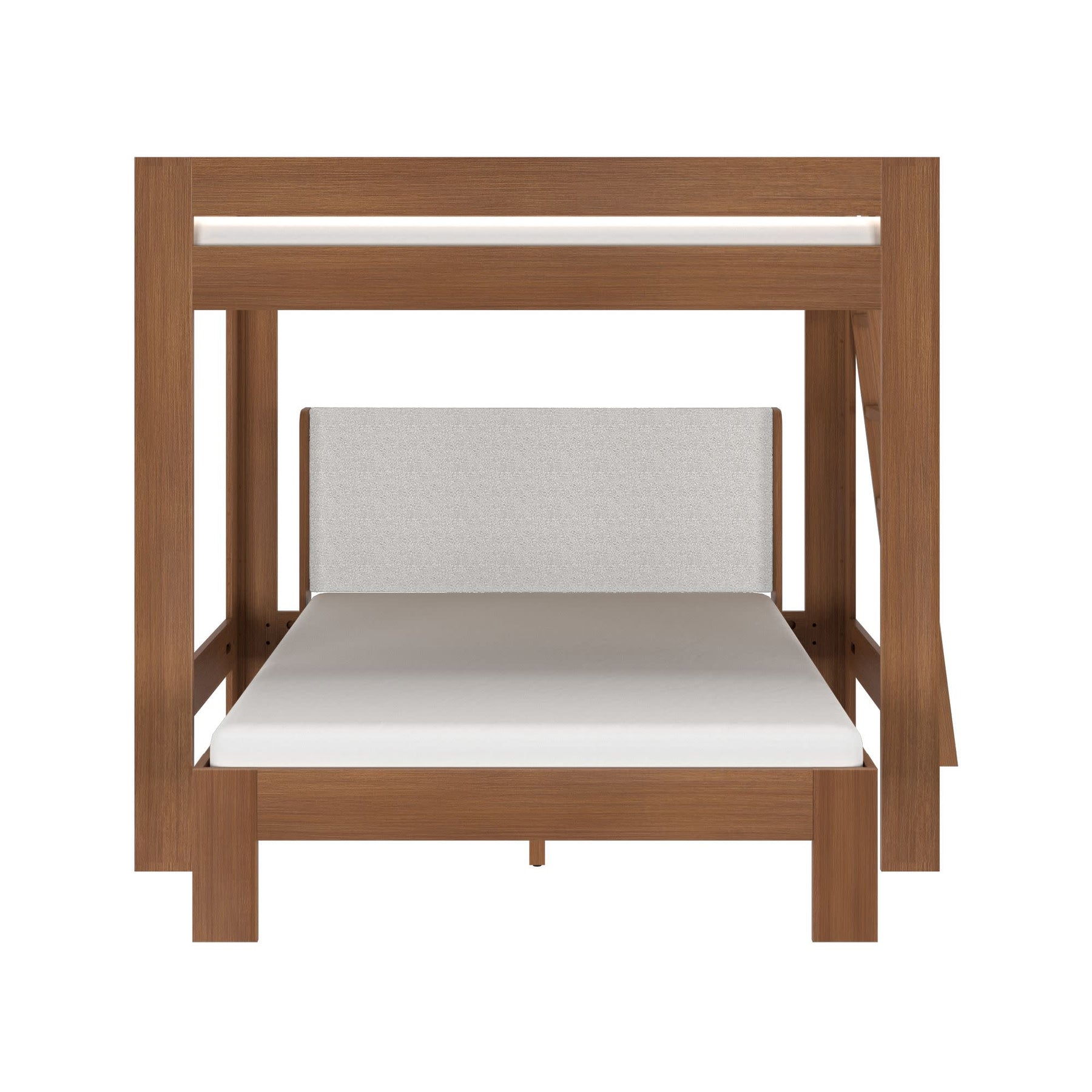 Olympic Queen Over Queen L-Shaped Bunk Bed – Embossed Pecan 4 Olympic Queen Over Queen L-Shaped Bunk Bed in Embossed Pecan