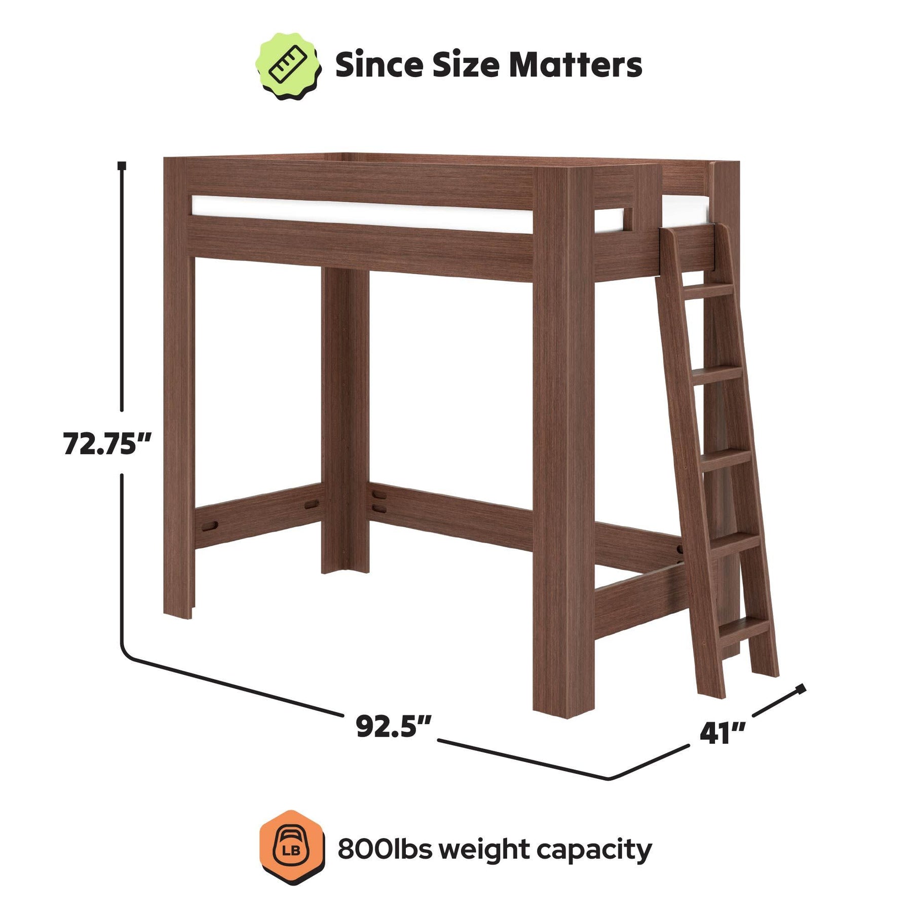 Olympic Twin XL Loft Bed in Embossed Brown