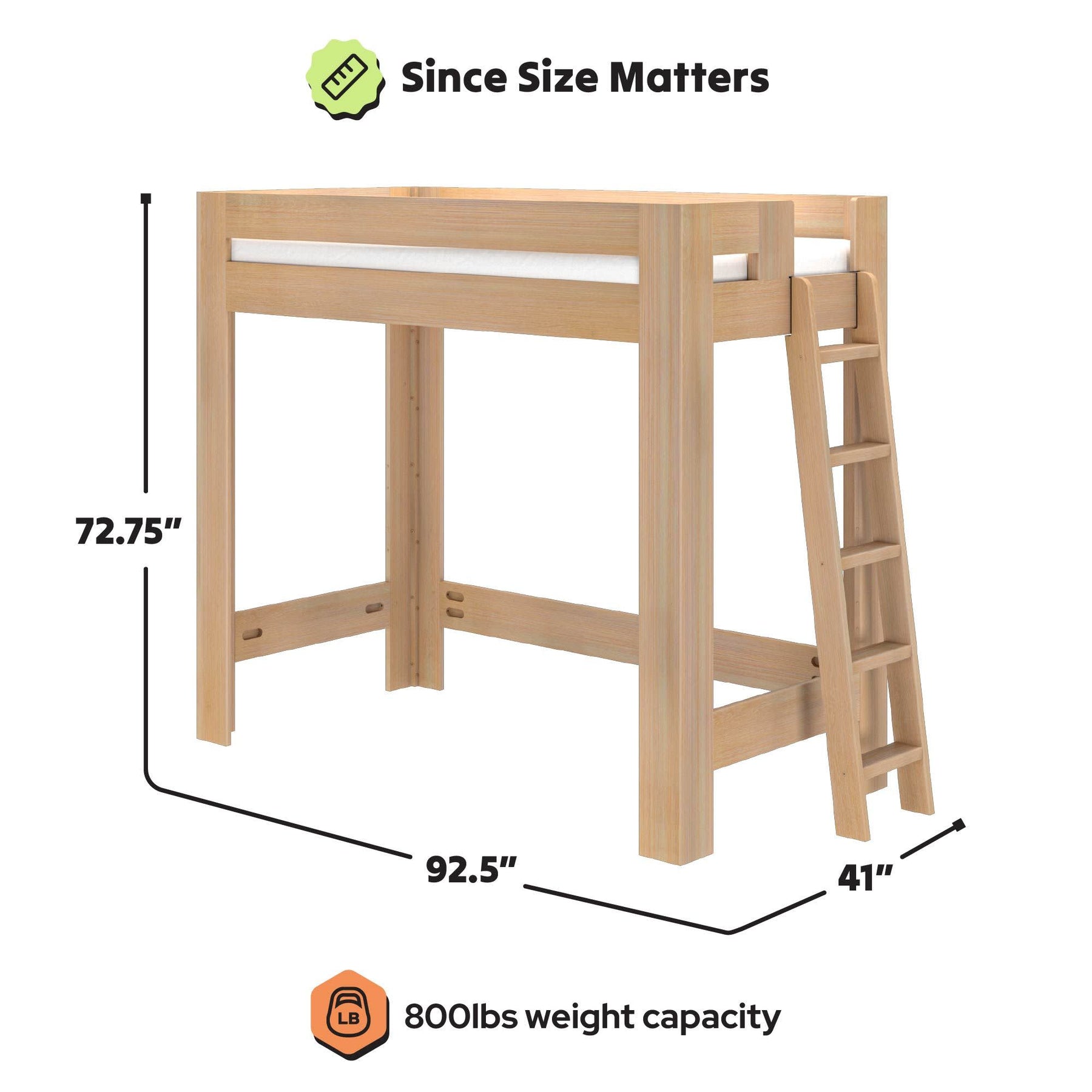 Olympic Twin XL Loft Bed in Embossed Natural