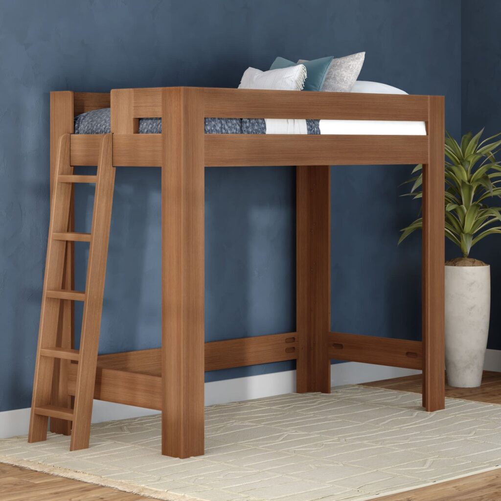 Olympic Twin XL Loft Bed in Embossed Pecan