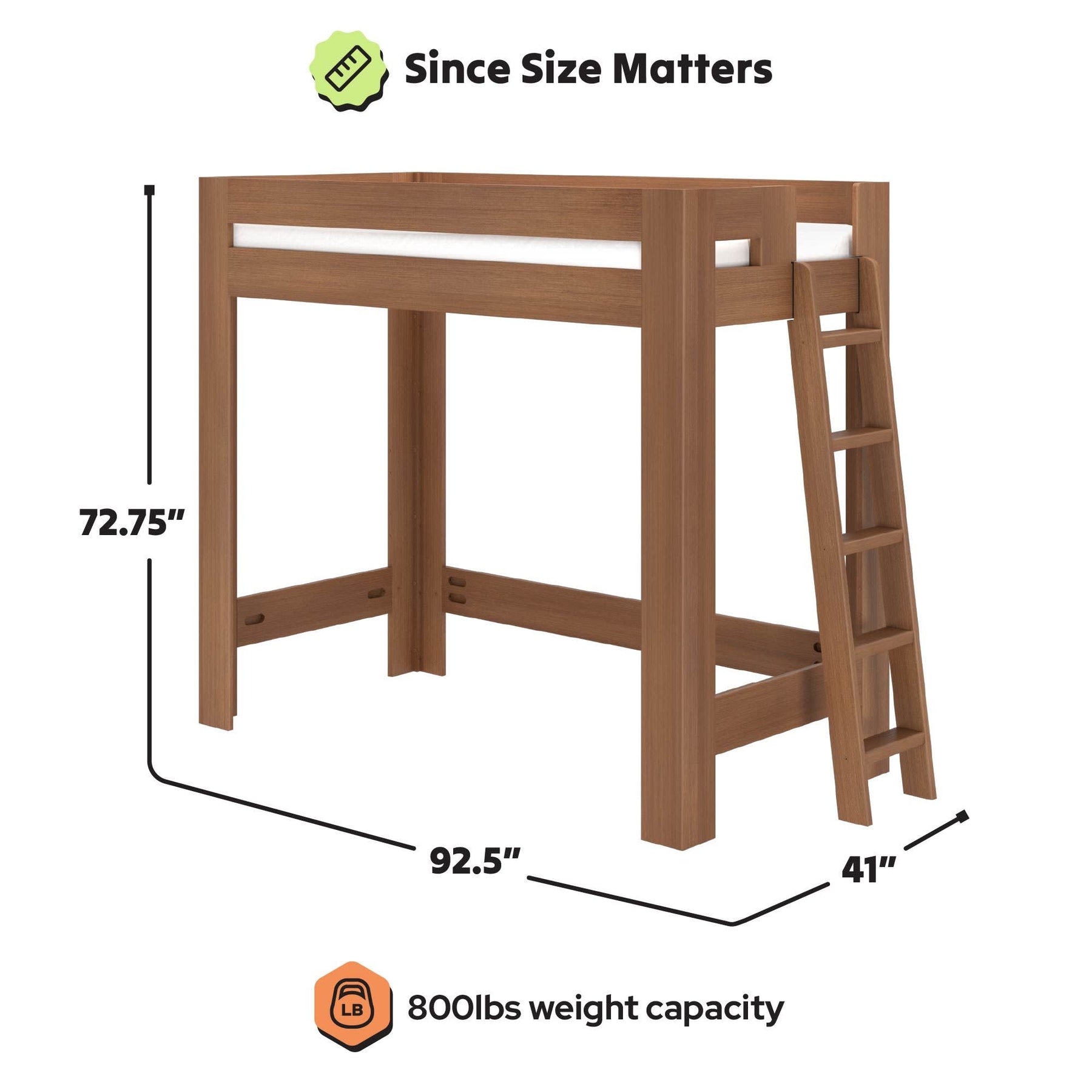Olympic Twin XL Loft Bed in Embossed Pecan