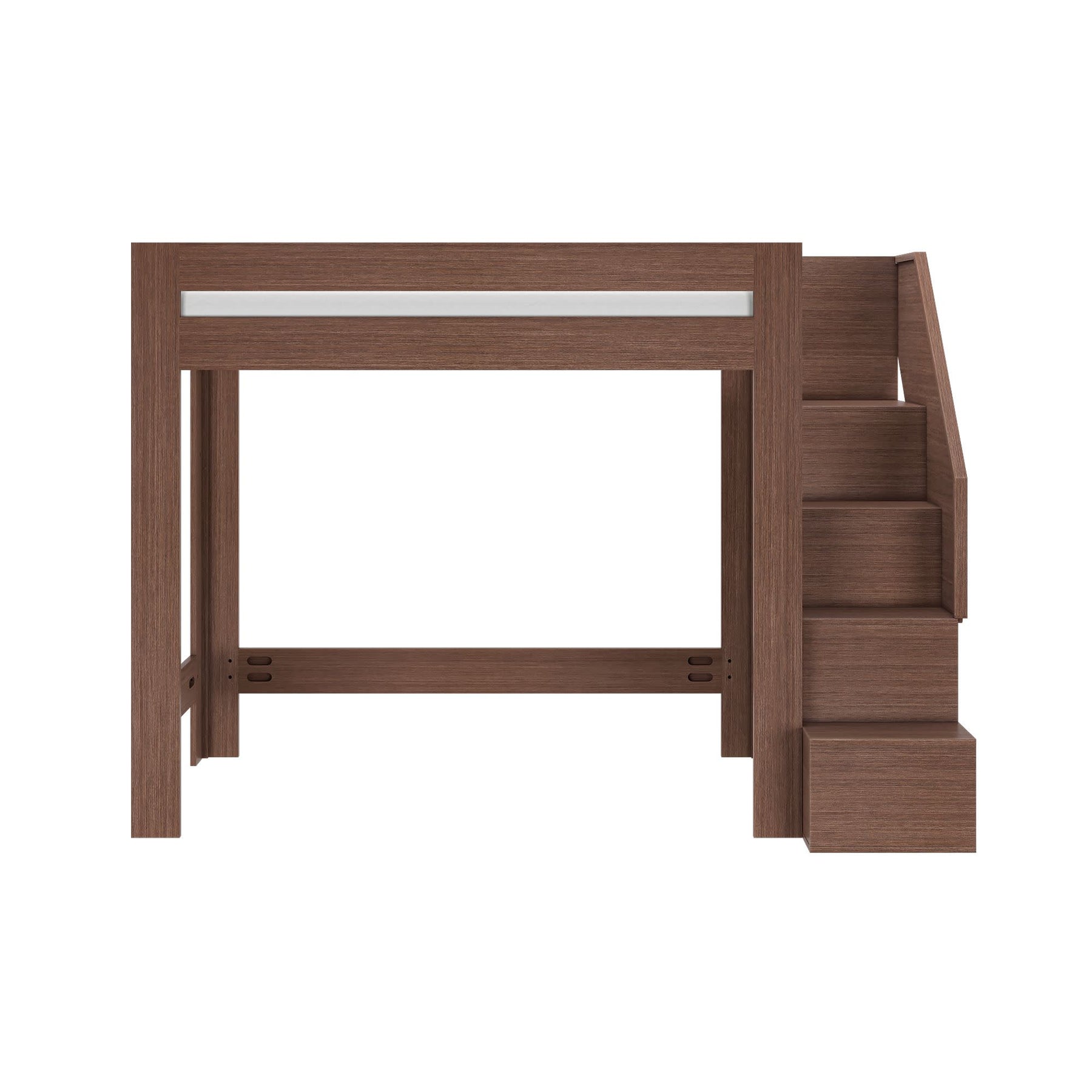 Olympic Twin XL Loft Bed with Stairs in Embossed Brown