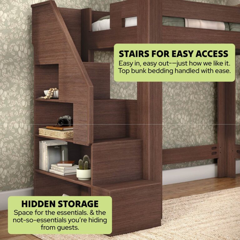Olympic Twin XL Loft Bed with Stairs – Embossed Brown 13 Olympic Twin XL Loft Bed with Stairs in Embossed Brown