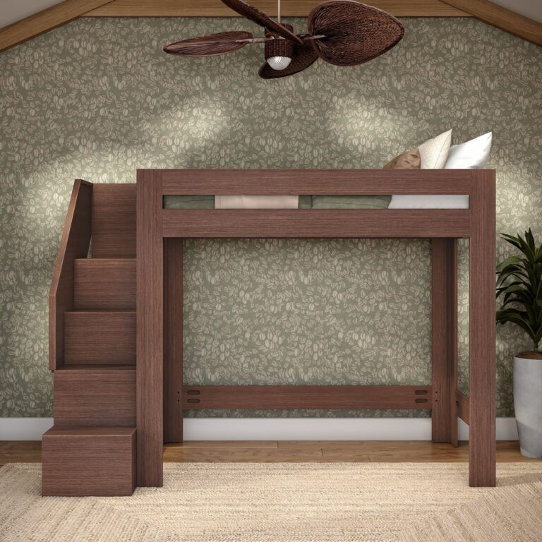 Olympic Twin XL Loft Bed with Stairs – Embossed Brown 14 Olympic Twin XL Loft Bed with Stairs in Embossed Brown