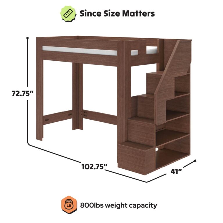 Olympic Twin XL Loft Bed with Stairs – Embossed Brown 15 Olympic Twin XL Loft Bed with Stairs in Embossed Brown