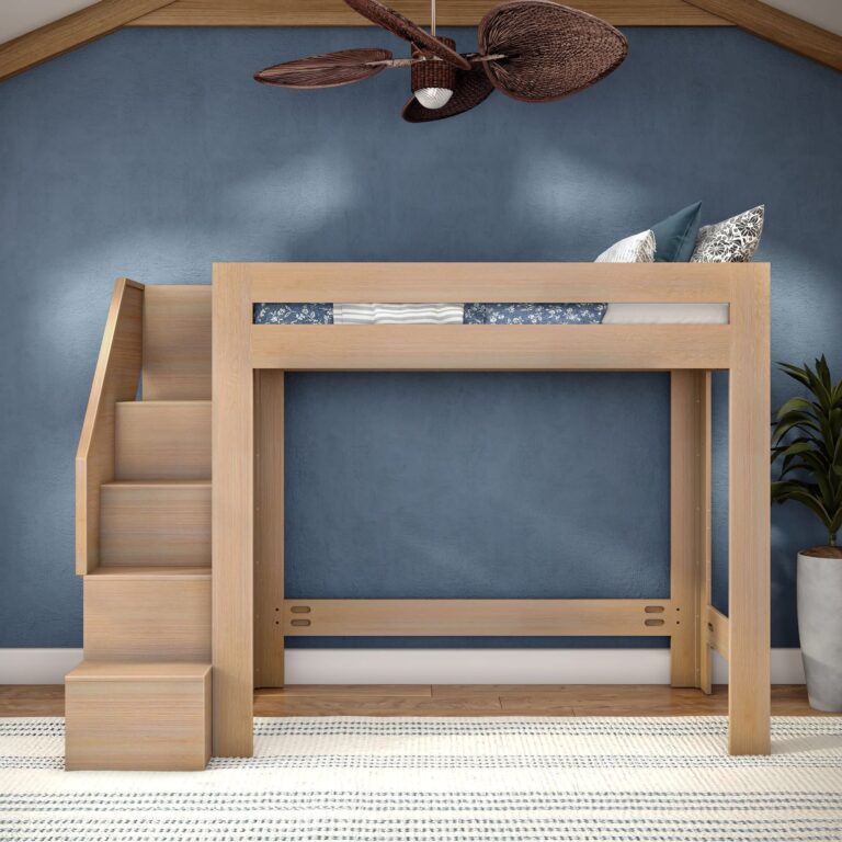 Olympic Twin XL Loft Bed with Stairs – Embossed Natural 22 Olympic Twin XL Loft Bed with Stairs in Embossed Natural