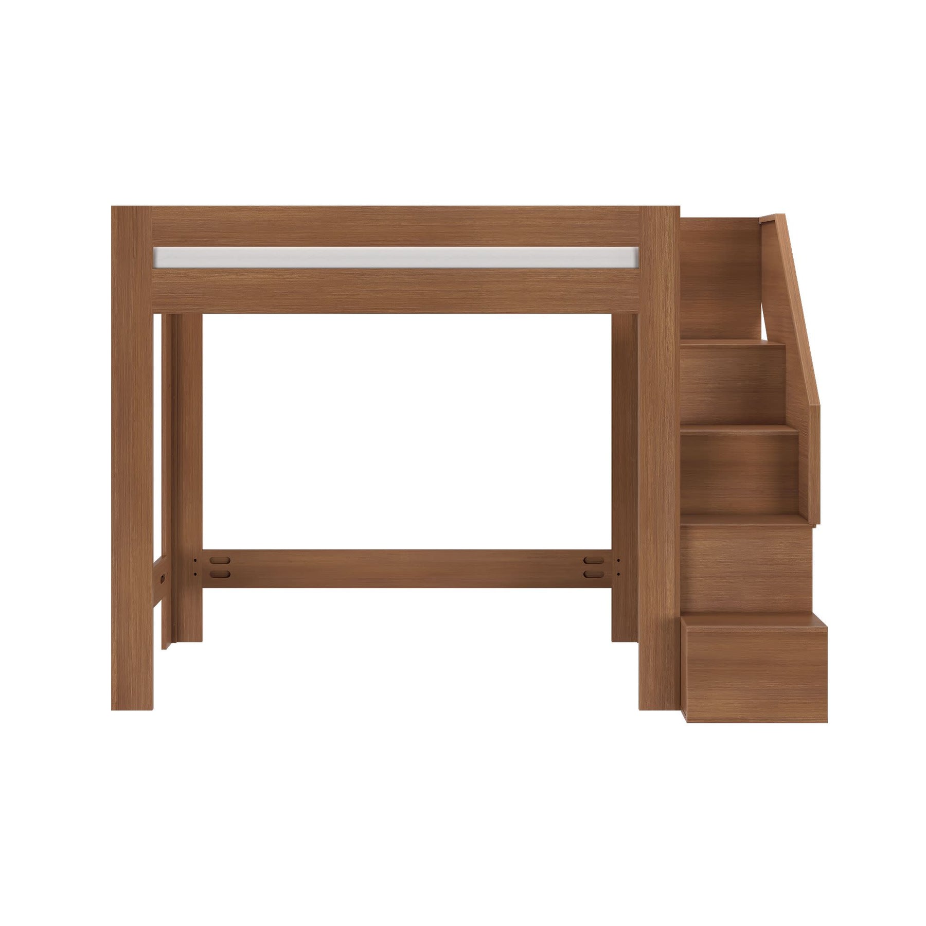 Olympic Twin XL Loft Bed with Stairs in Embossed Pecan