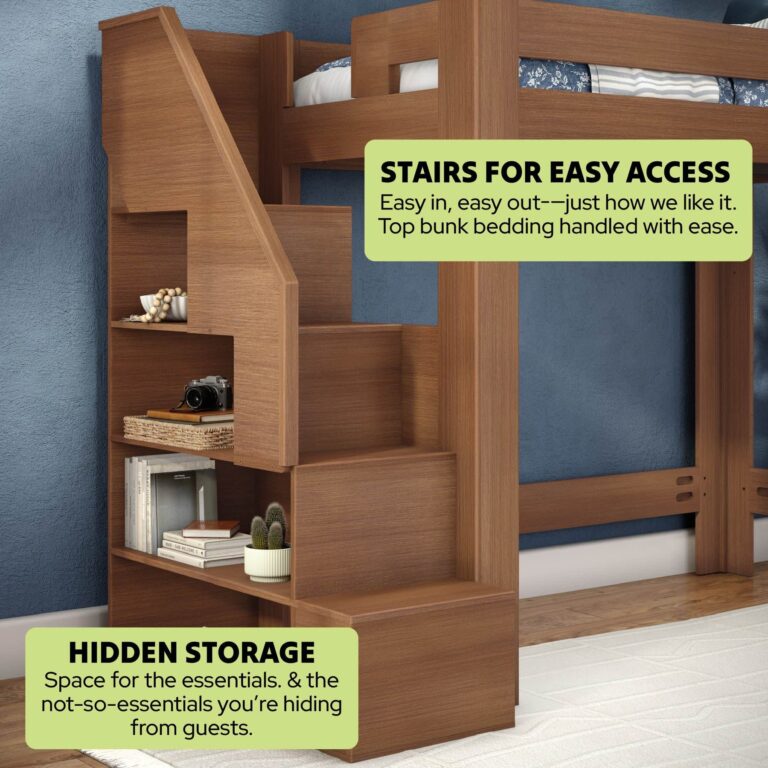 Olympic Twin XL Loft Bed with Stairs – Embossed Pecan 5 Olympic Twin XL Loft Bed with Stairs in Embossed Pecan