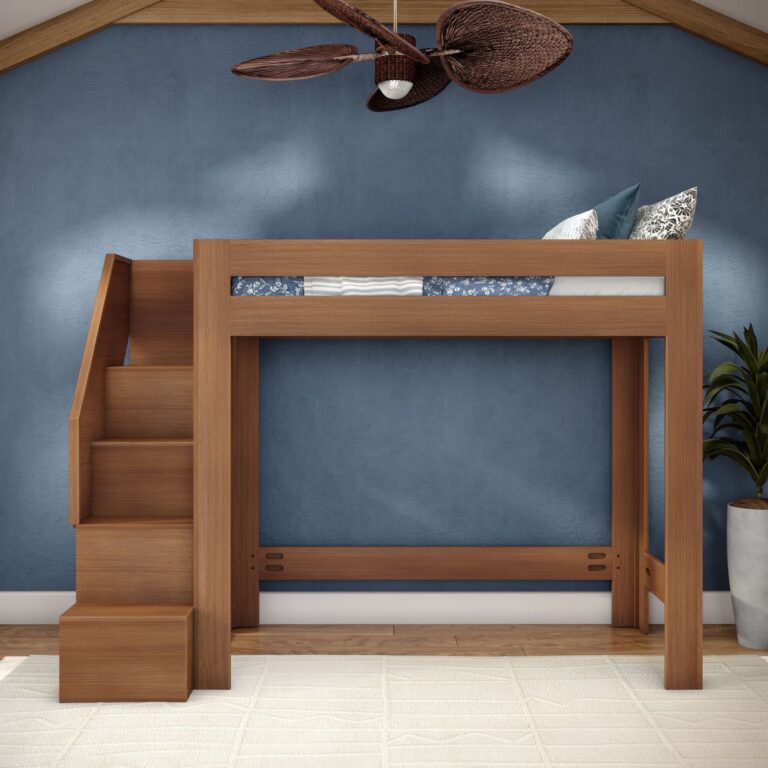 Olympic Twin XL Loft Bed with Stairs – Embossed Pecan 6 Olympic Twin XL Loft Bed with Stairs in Embossed Pecan