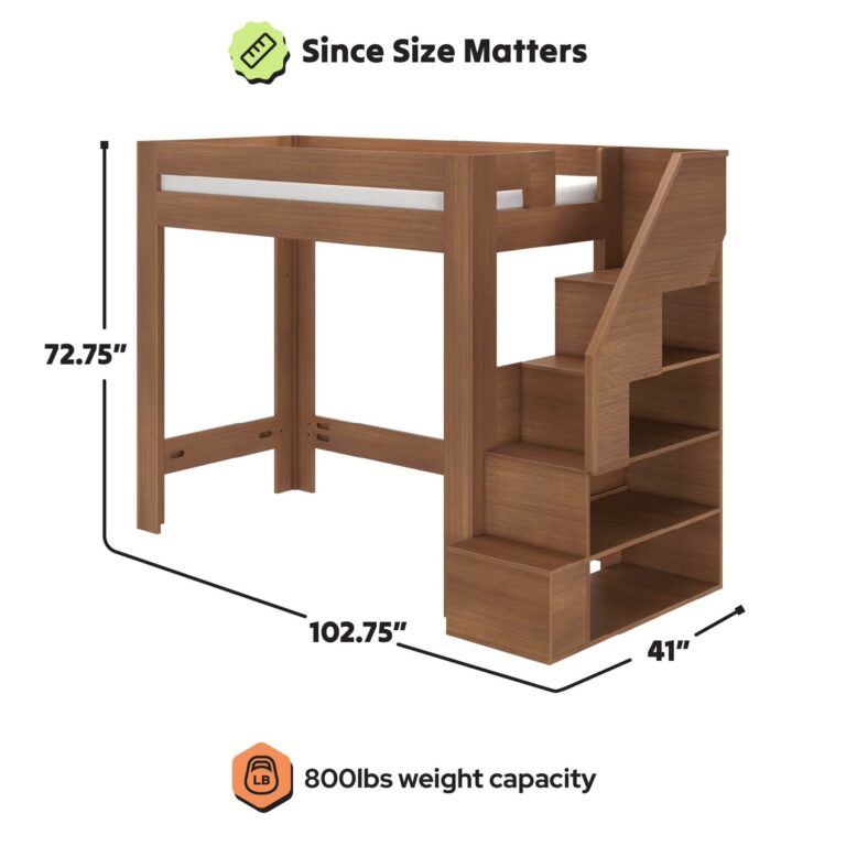Olympic Twin XL Loft Bed with Stairs – Embossed Pecan 7 Olympic Twin XL Loft Bed with Stairs in Embossed Pecan