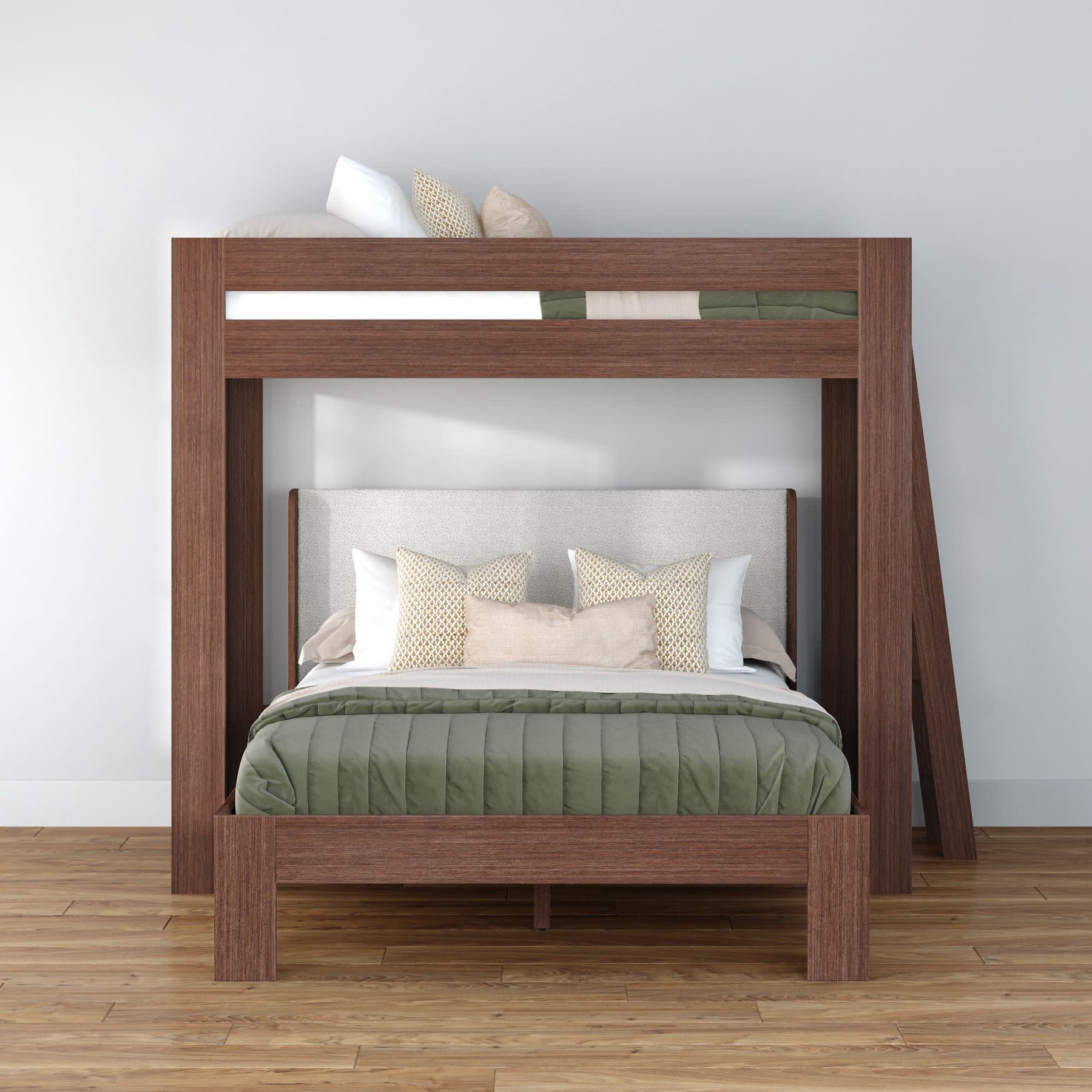 Olympic Twin XL Over Queen L-Shaped Bunk Bed – Embossed Brown 18 Olympic Twin XL Over Queen L-Shaped Bunk Bed in Embossed Brown