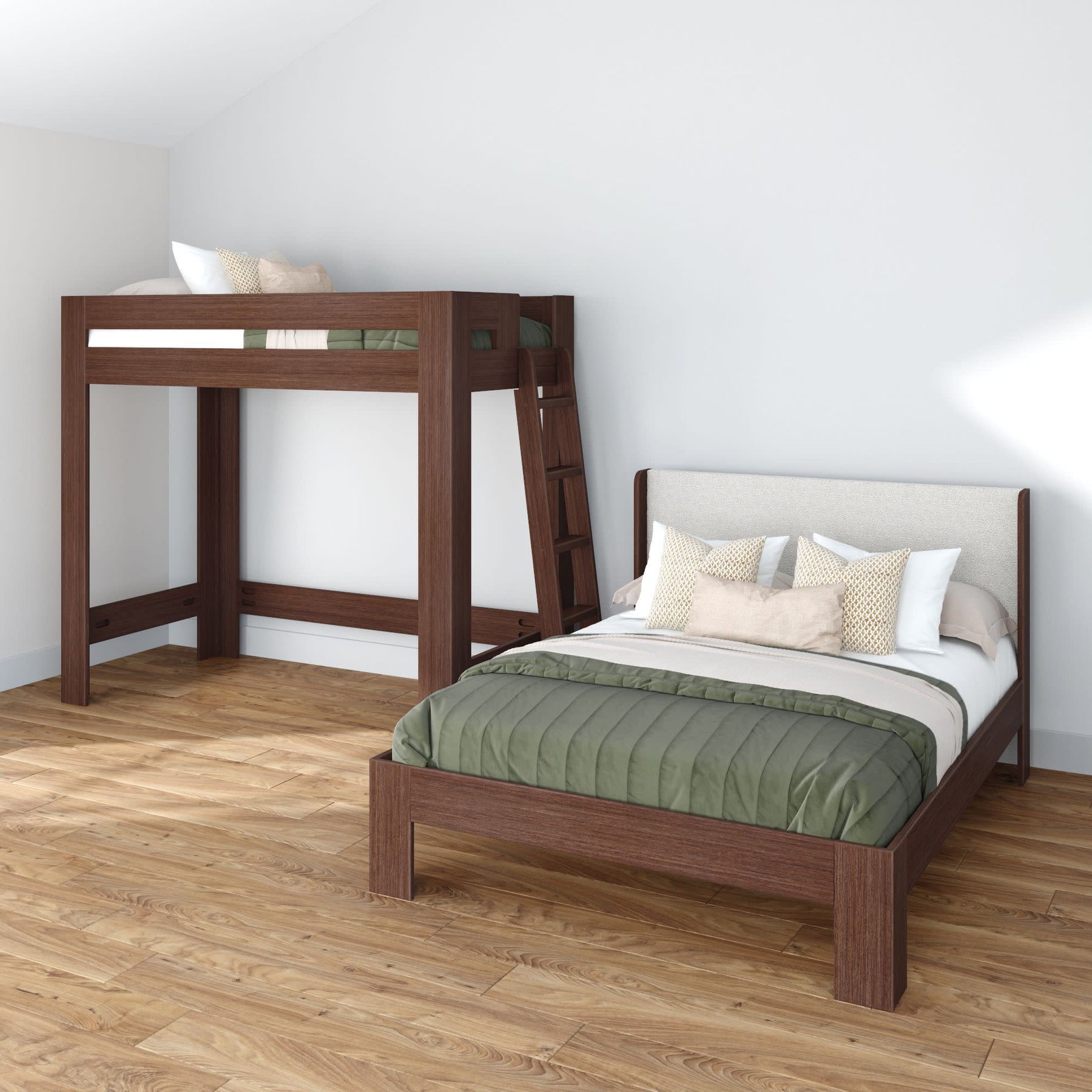 Olympic Twin XL Over Queen L-Shaped Bunk Bed – Embossed Brown 19 Olympic Twin XL Over Queen L-Shaped Bunk Bed in Embossed Brown