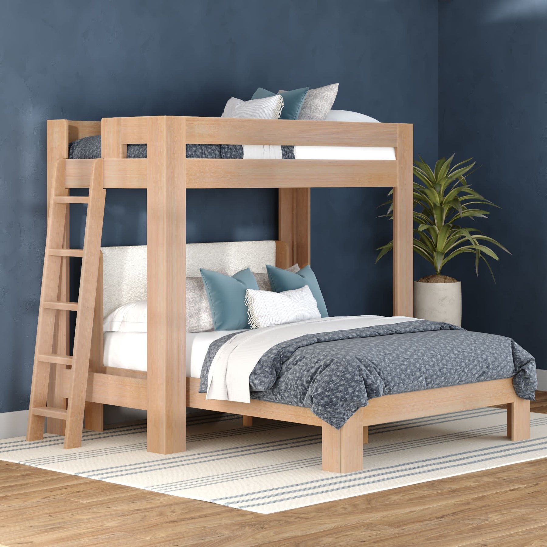 Olympic Twin XL Over Queen L-Shaped Bunk Bed – Embossed Natural 21 Olympic Twin XL Over Queen L-Shaped Bunk Bed in Embossed Natural