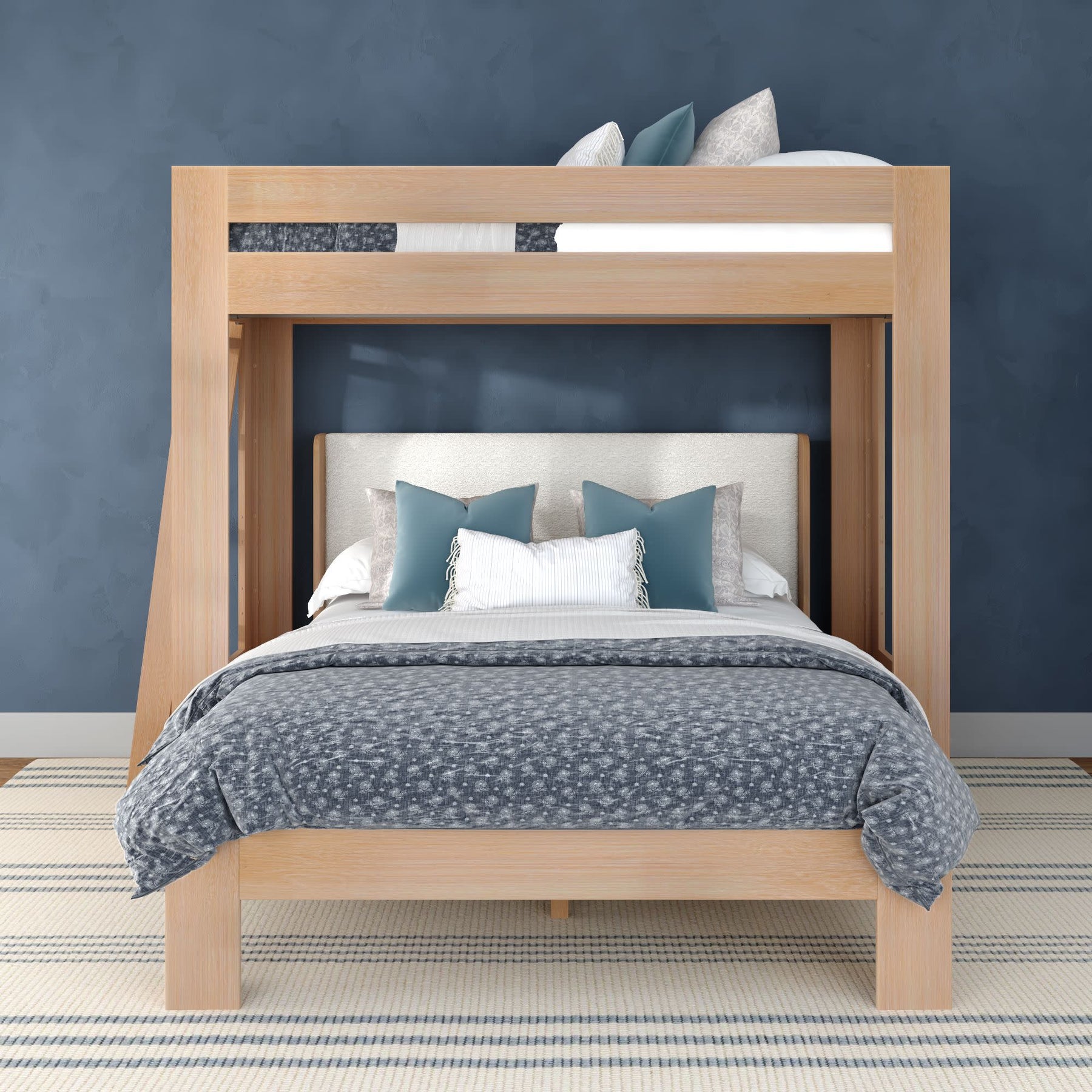 Olympic Twin XL Over Queen L-Shaped Bunk Bed – Embossed Natural 22 Olympic Twin XL Over Queen L-Shaped Bunk Bed in Embossed Natural