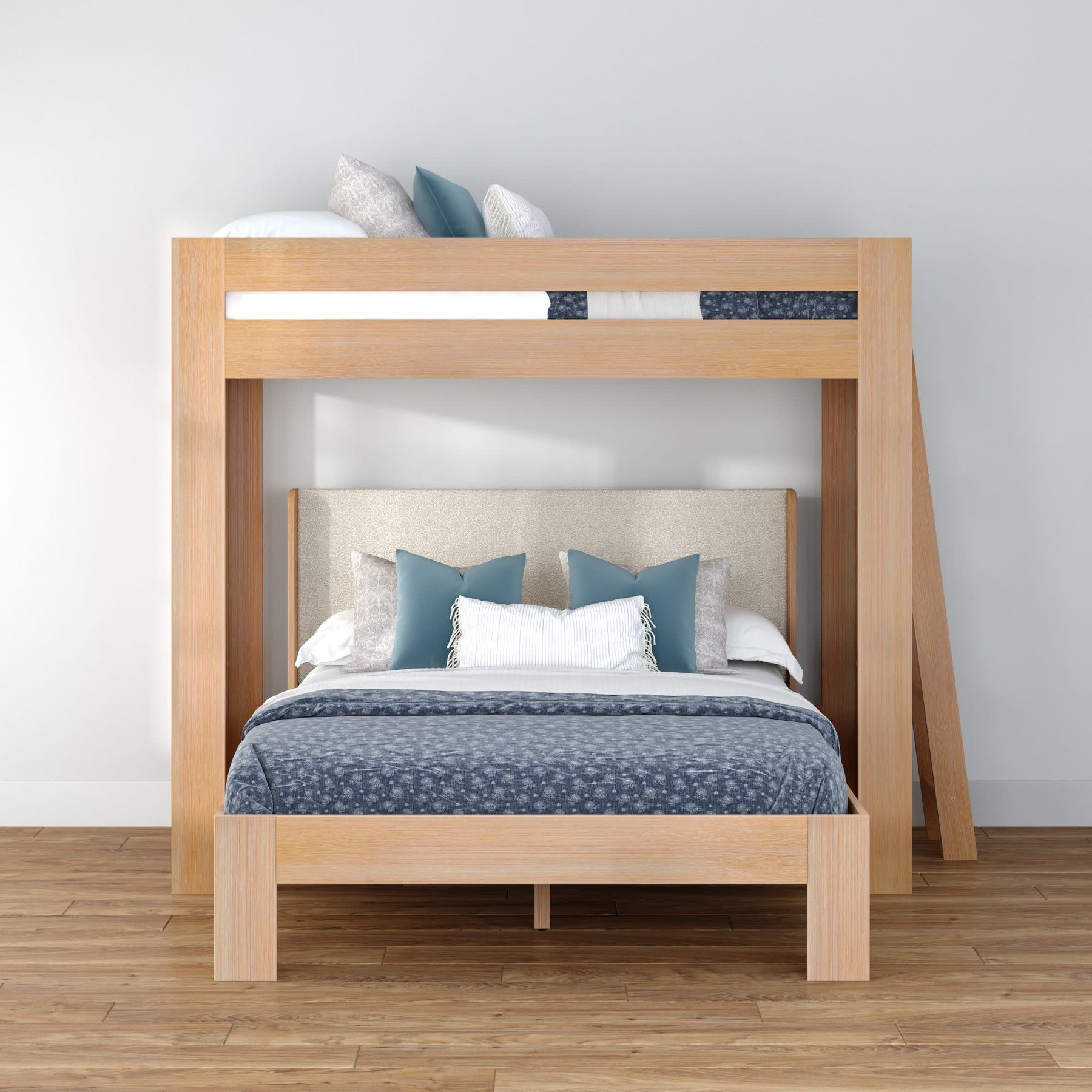 Olympic Twin XL Over Queen L-Shaped Bunk Bed – Embossed Natural 28 Olympic Twin XL Over Queen L-Shaped Bunk Bed in Embossed Natural