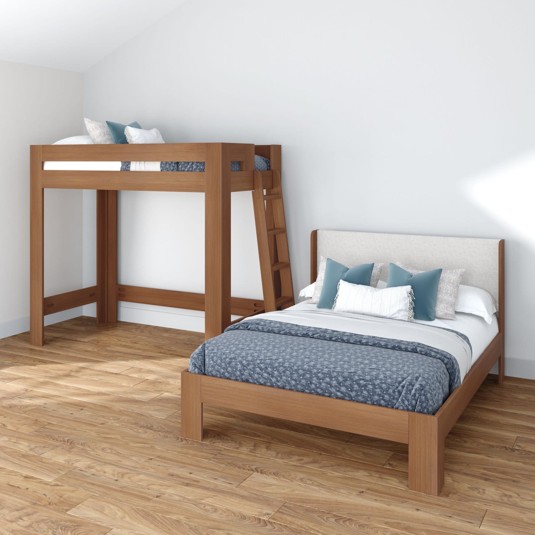 Olympic Twin XL Over Queen L-Shaped Bunk Bed – Embossed Pecan 9 Olympic Twin XL Over Queen L-Shaped Bunk Bed in Embossed Pecan
